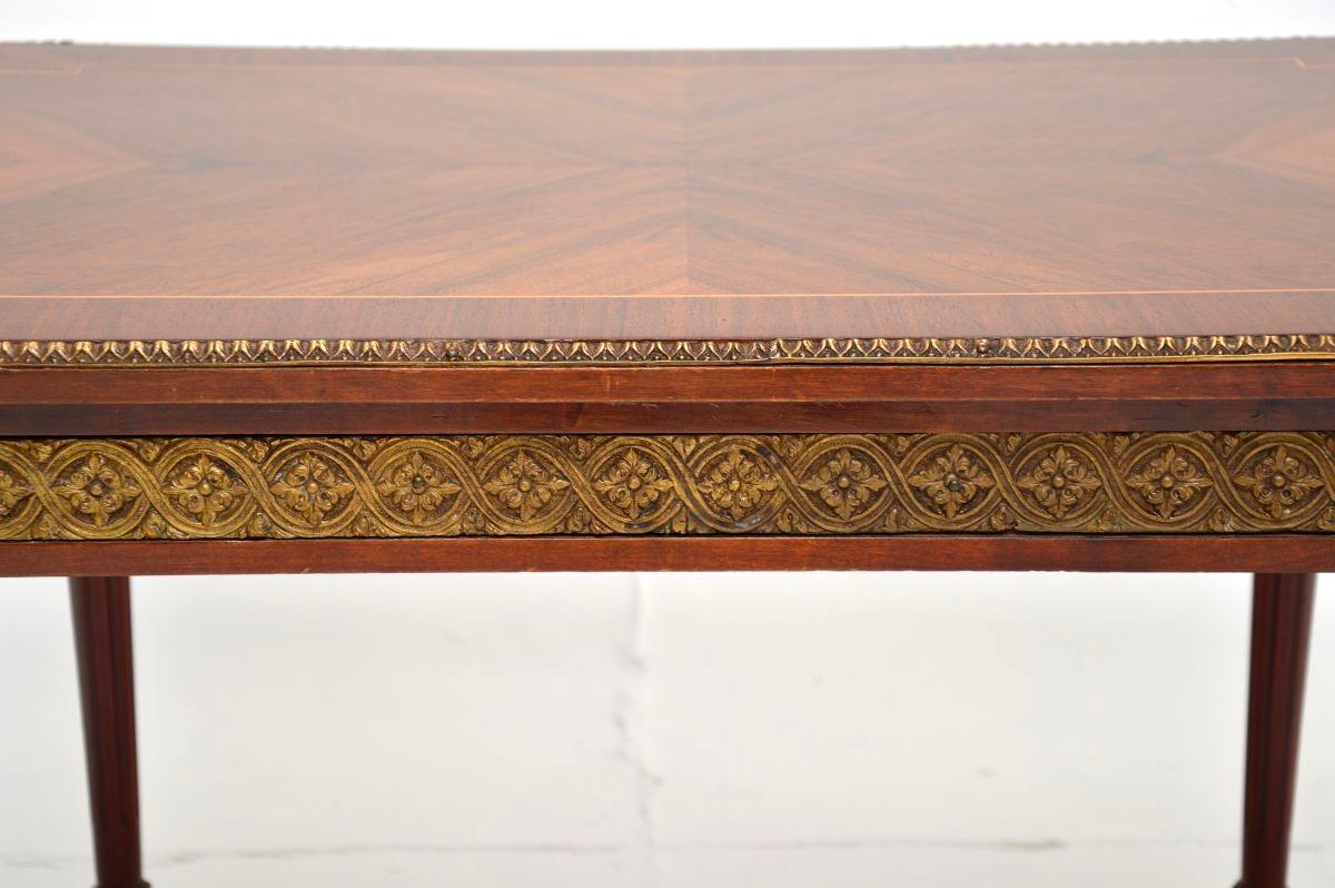 Antique French Inlaid Walnut Ormolu Mounted Coffee Table For Sale 1
