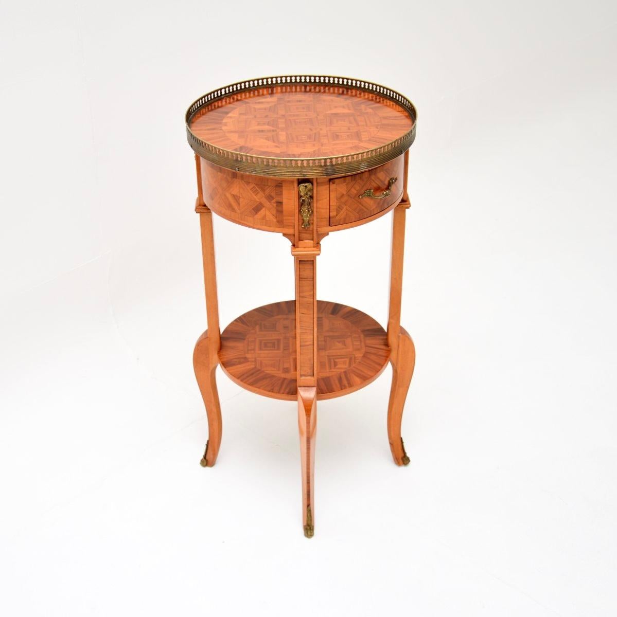 Louis XIV Antique French Inlaid Walnut Side Table For Sale