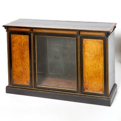 Antique French Inlaid Walnut Victorian Style Front Glass Door Display Cabinet