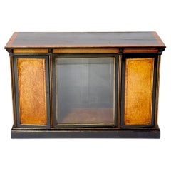 Antique French Inlaid Walnut Victorian Style Front Glass Door Display Cabinet