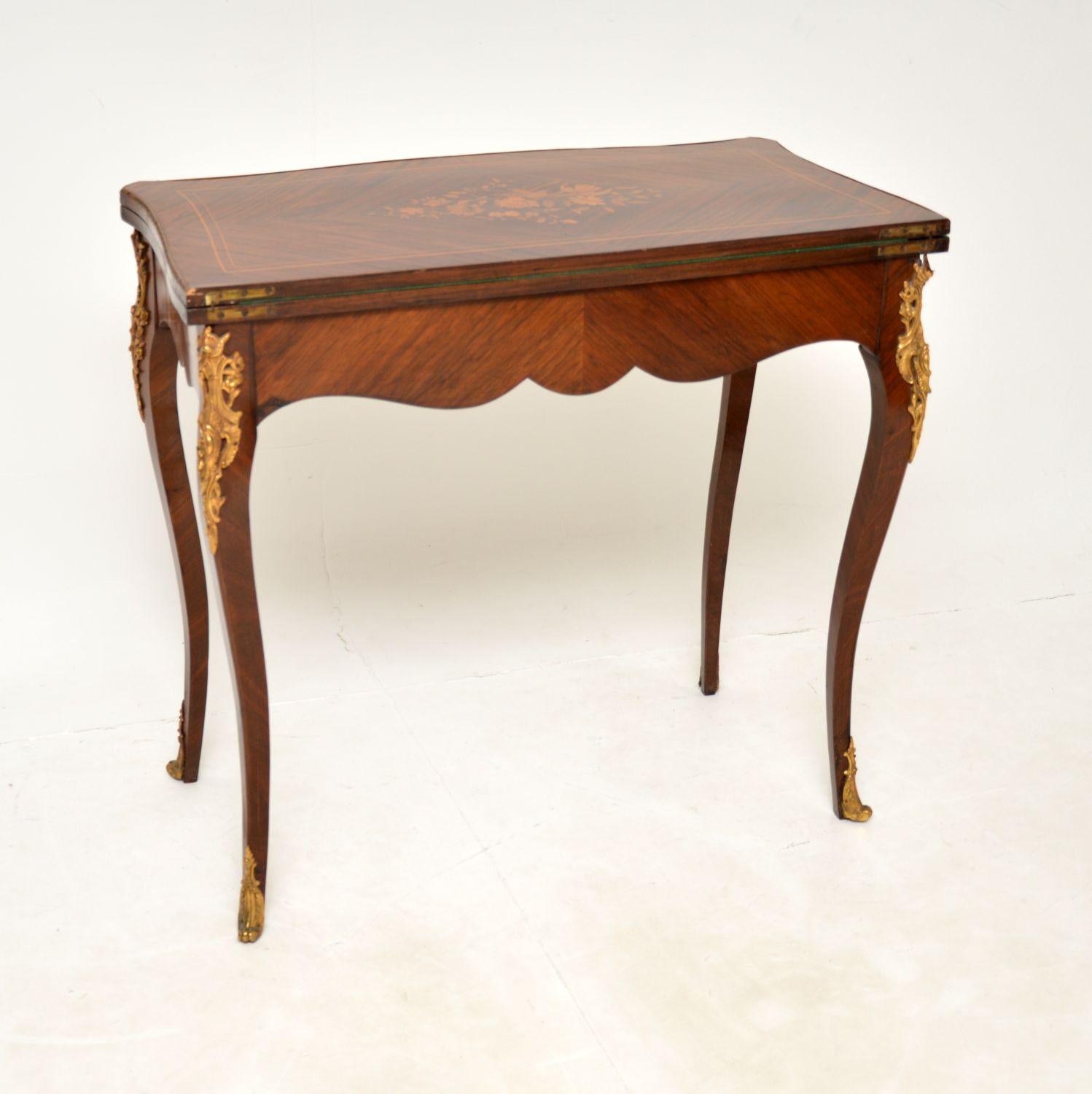 Antique French Inlaid Wood Card Table 6