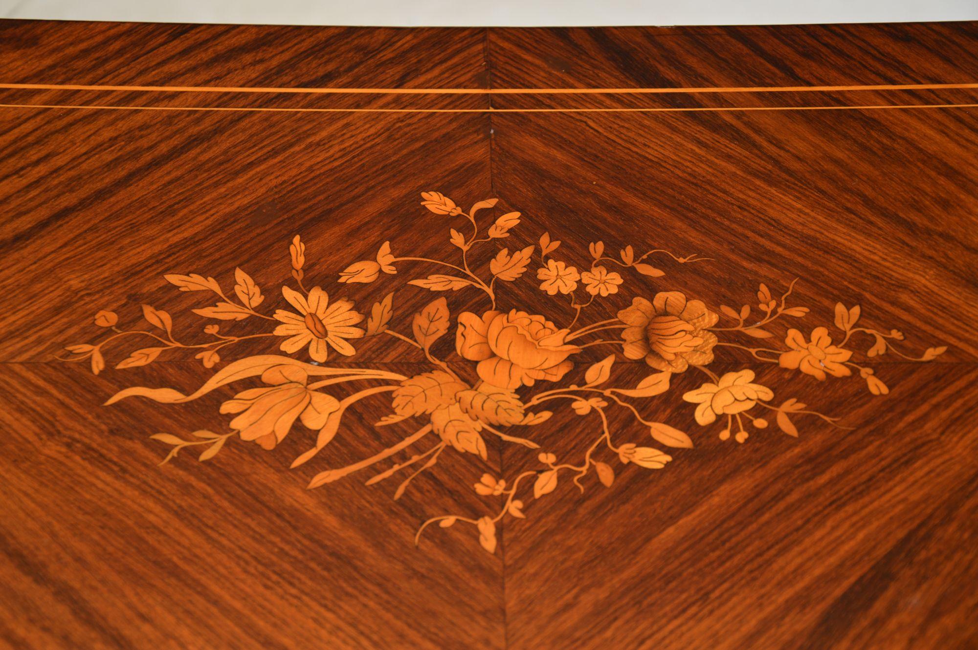 20th Century Antique French Inlaid Wood Card Table