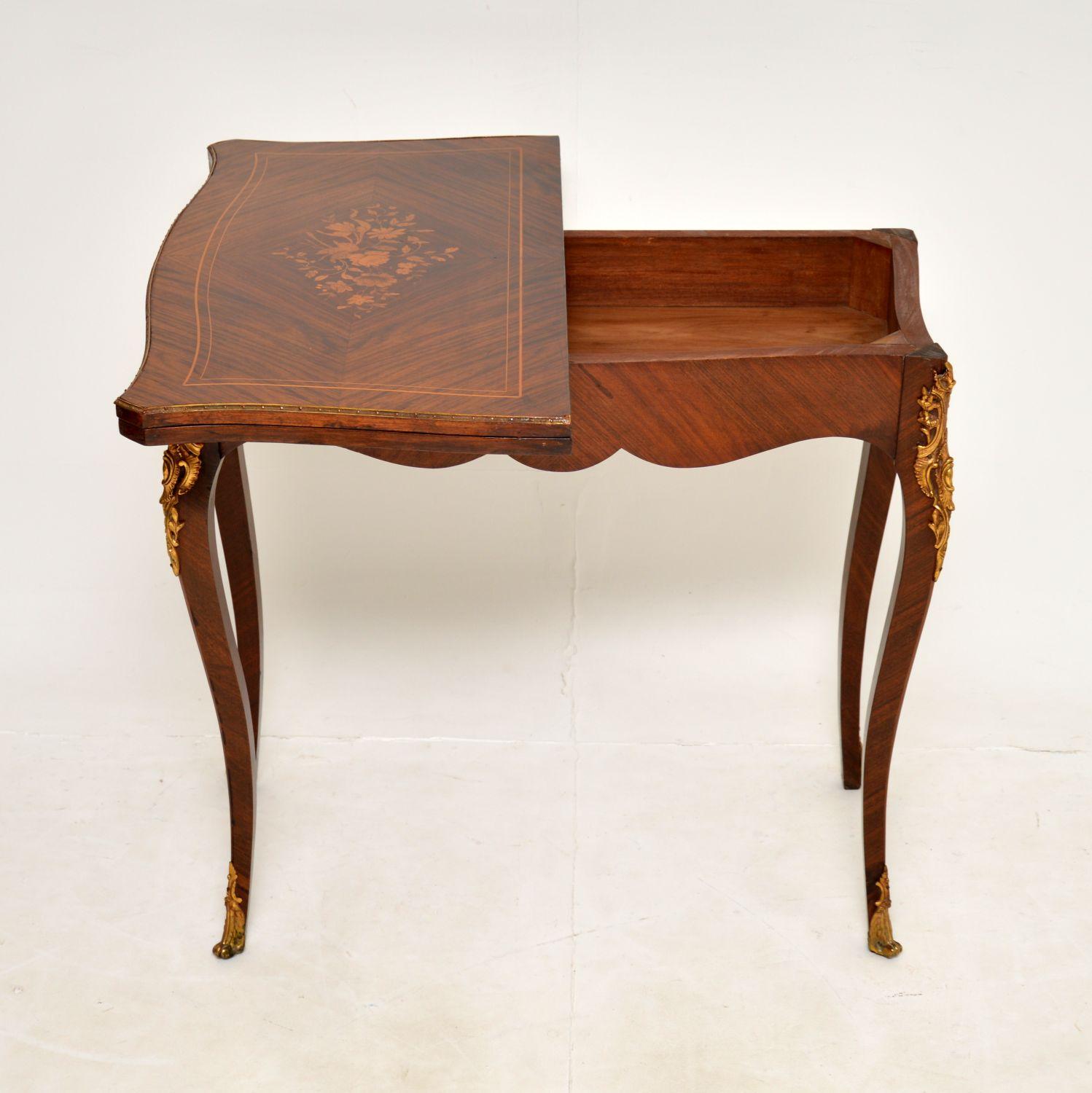 Antique French Inlaid Wood Card Table 3