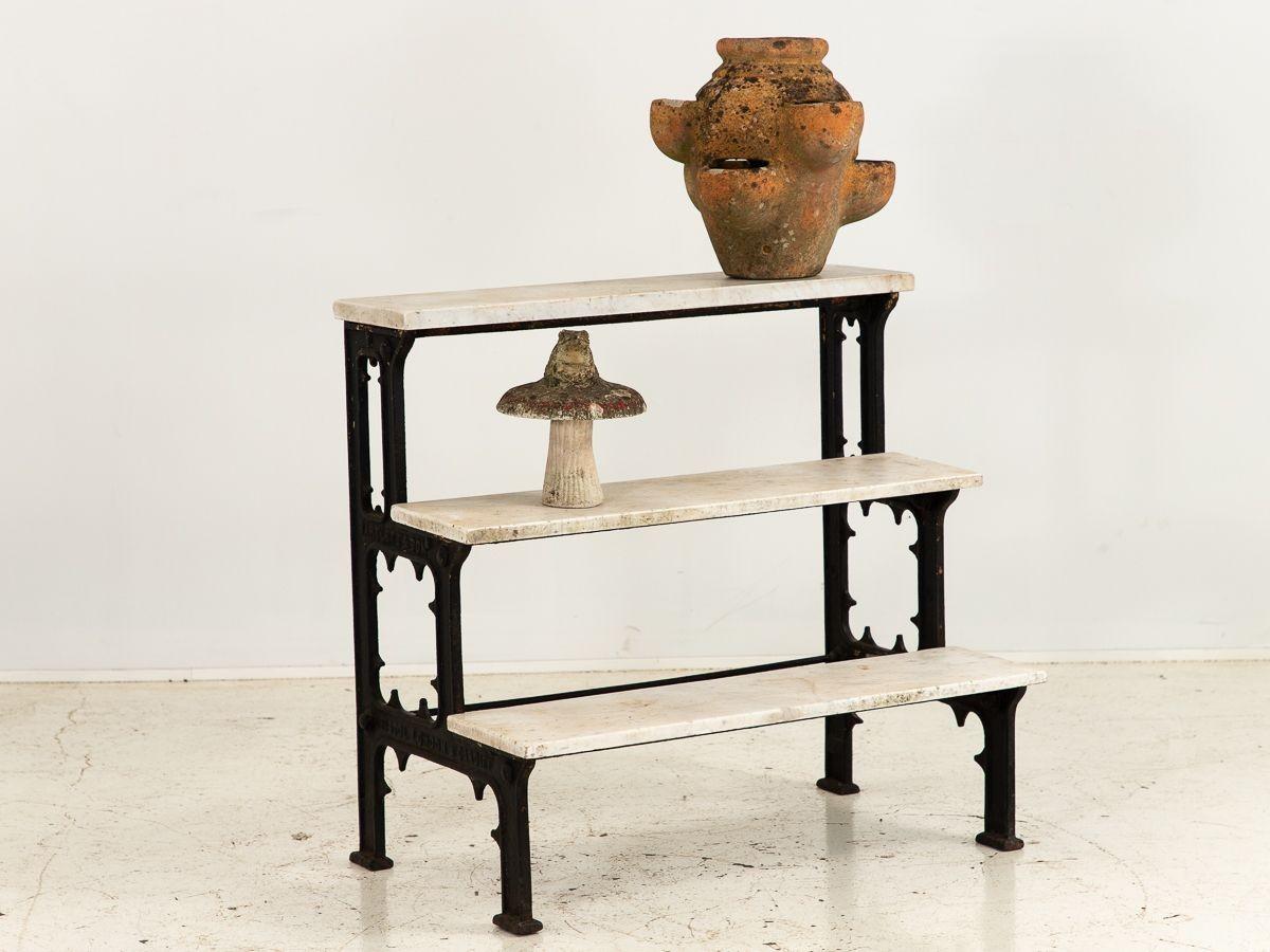 Antique French Iron and Marble Plant Stand, Early 20th Century For Sale 3