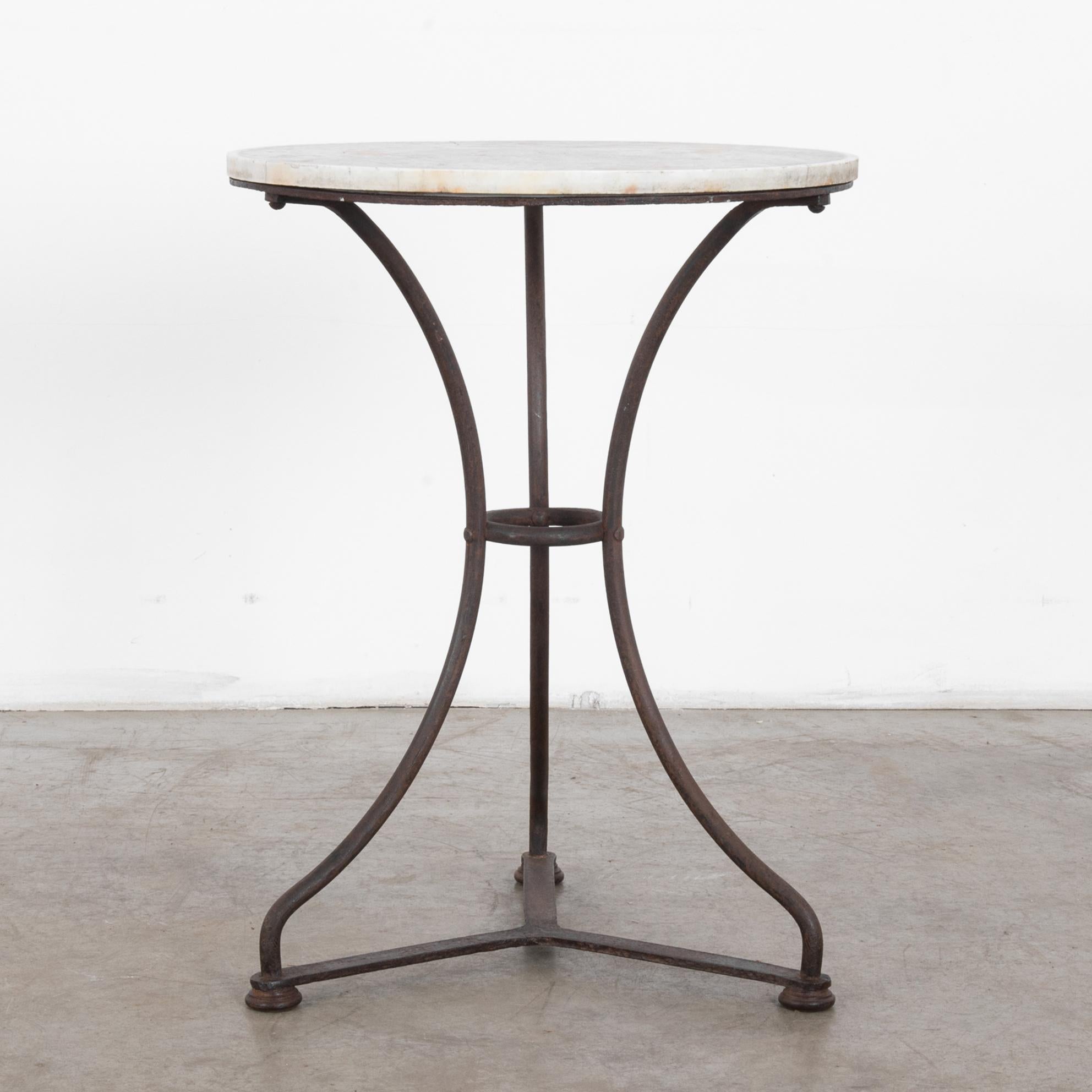 French Provincial Antique French Iron and Marble Side Table