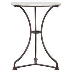 Antique French Iron and Marble Side Table