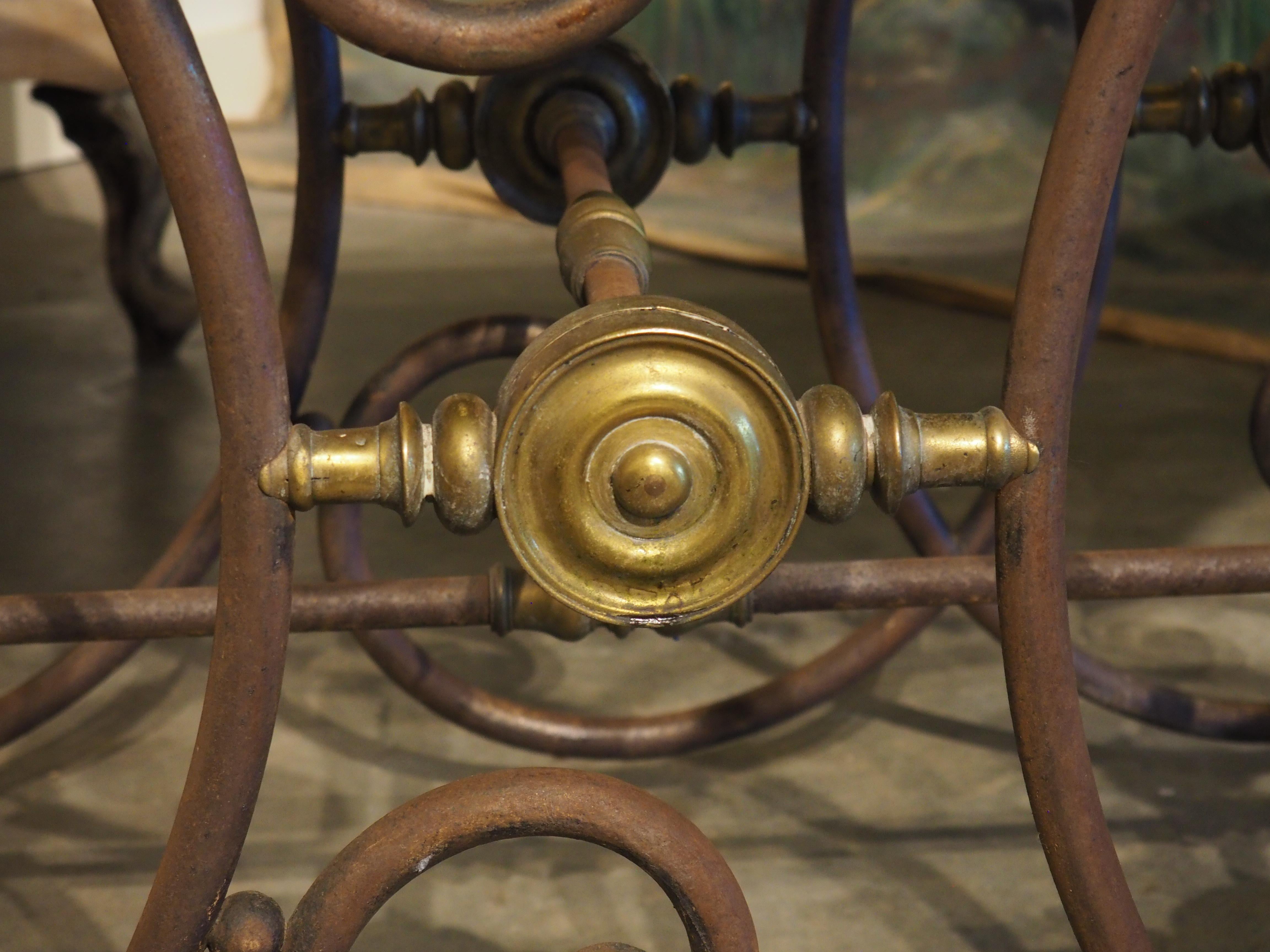 Antique French Table de Boucher oder Gebäcktisch aus Eisen, Messing und Marmor, um 1890 im Angebot 10