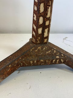 Antique French Iron + Concrete Gueridon Tri-Legged Table