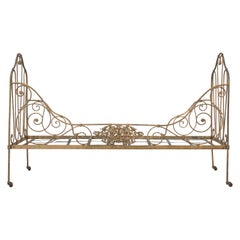 Antique French Iron Daybed in Old Paint