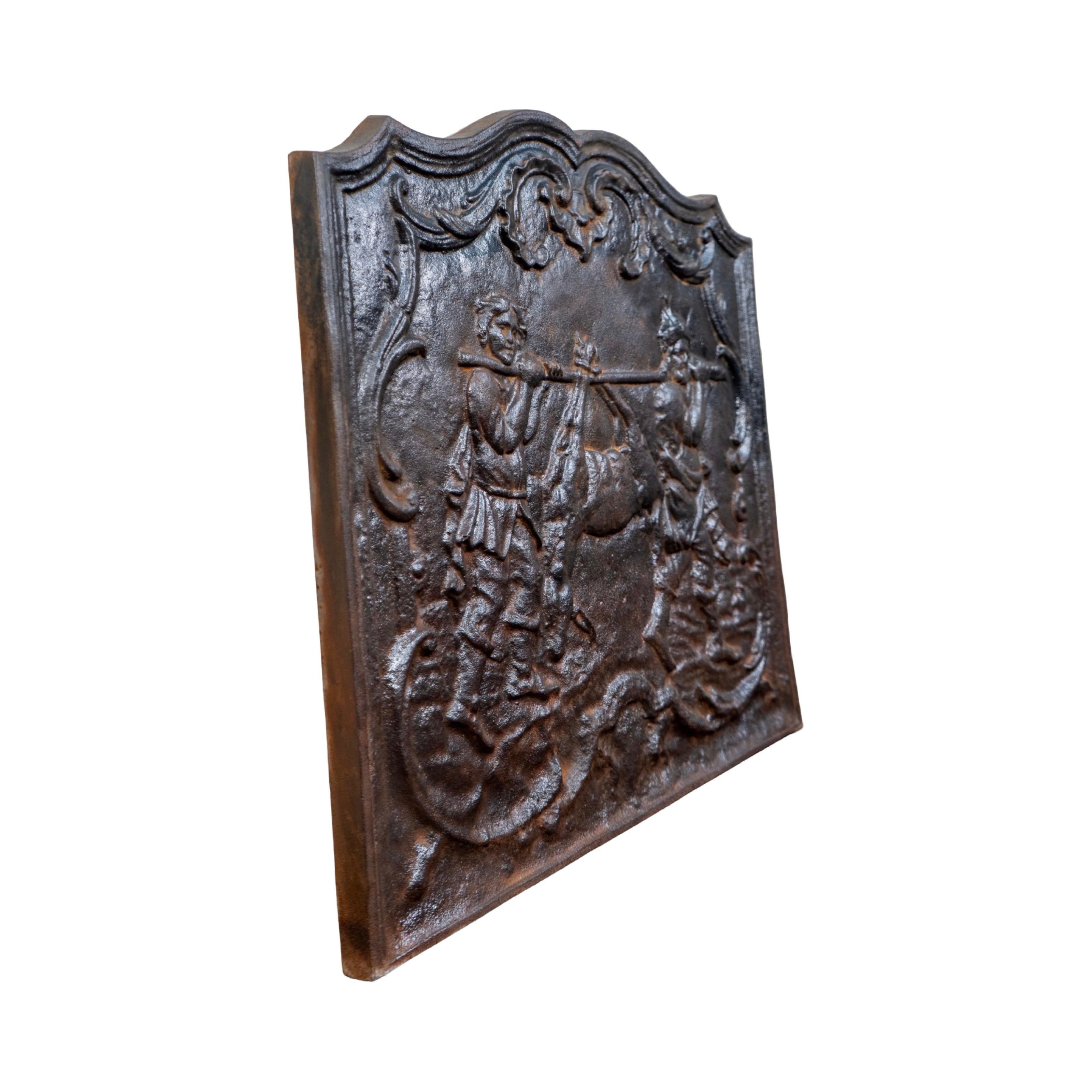 18th Century and Earlier Antique French Iron Fireback For Sale