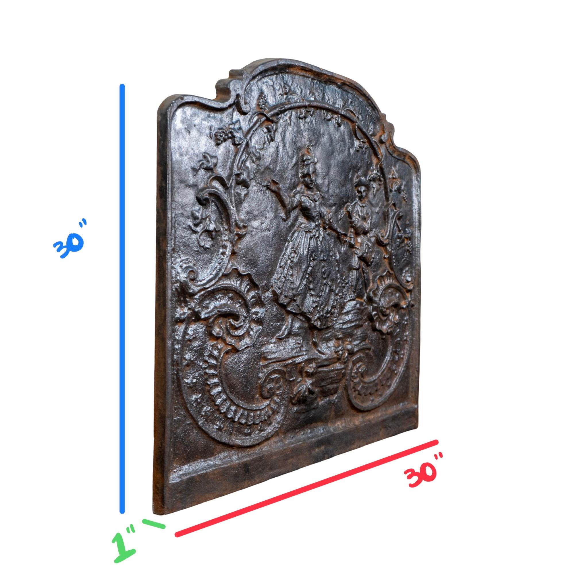 18th Century and Earlier Antique French Iron Fireback For Sale