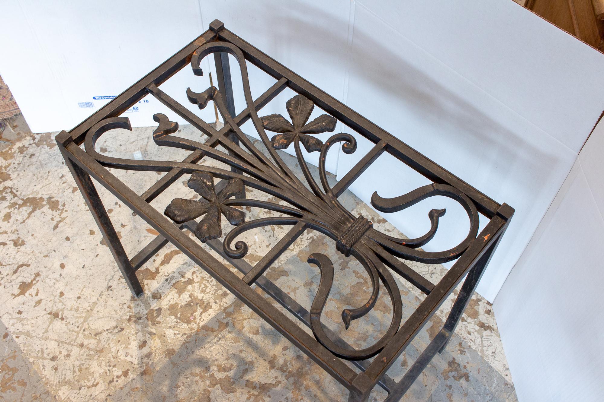 Wrought Iron Antique French Iron Fragment Console Table