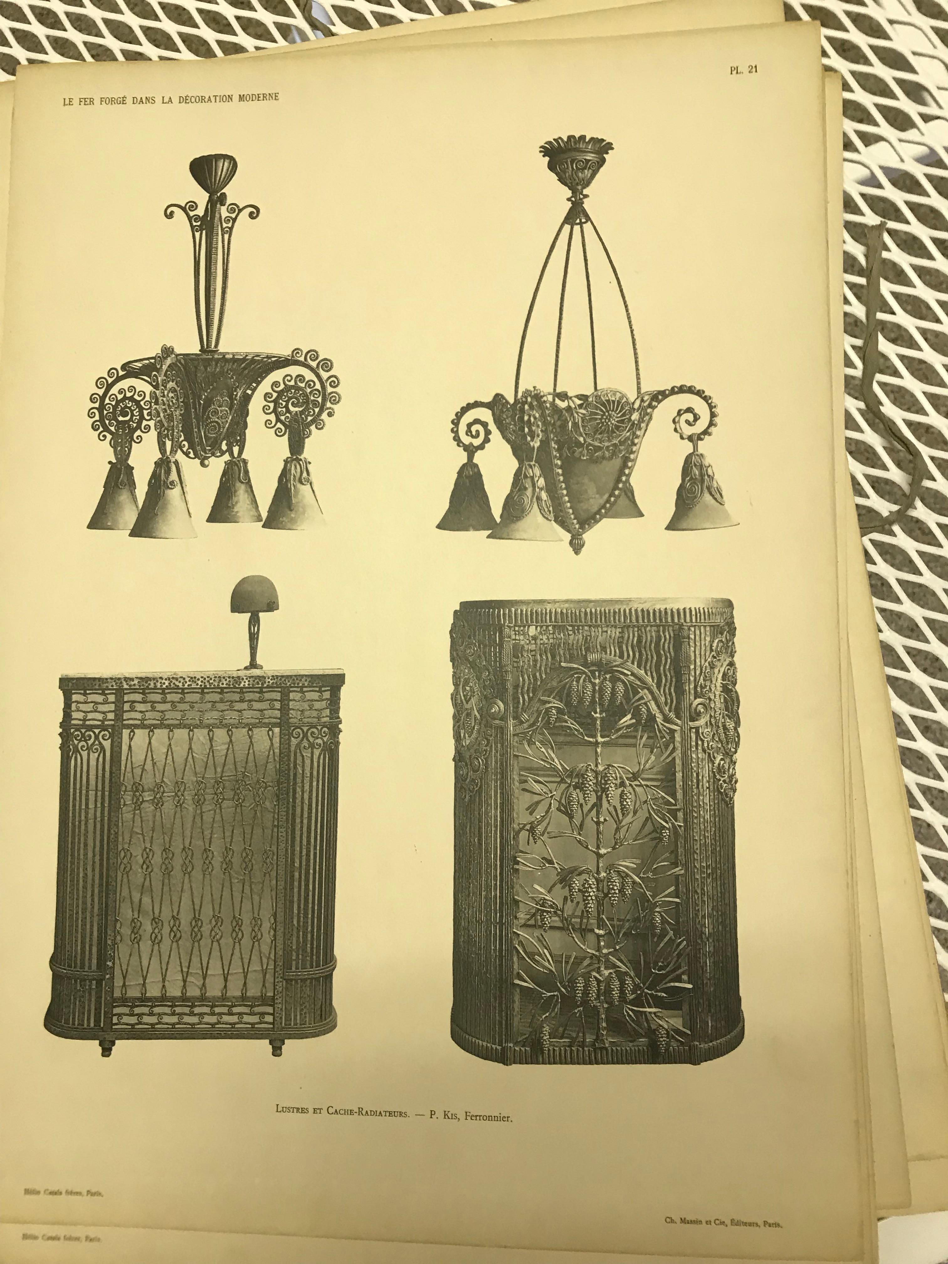 Antique French Iron Manufacturers, Modern Decorations 1925 by Gaston Fleury In Good Condition For Sale In Los Angeles, CA