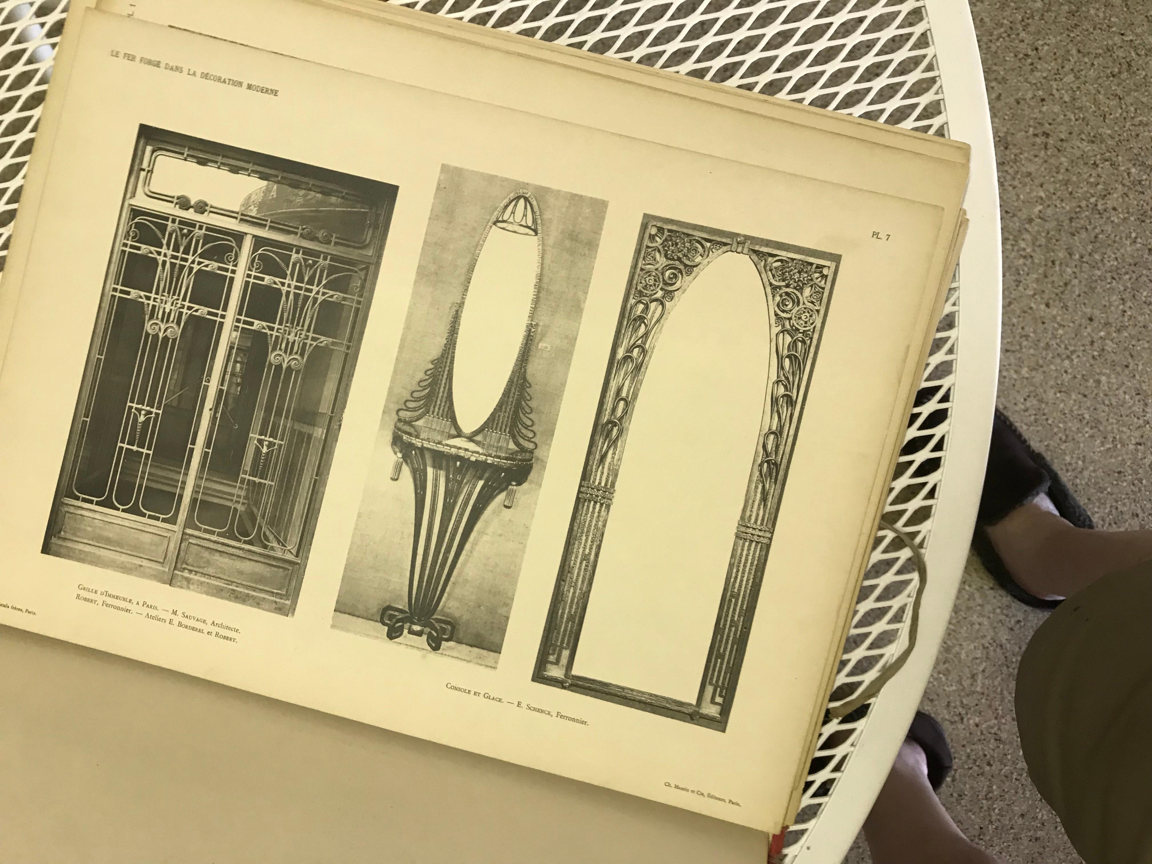 Early 20th Century Antique French Iron Manufacturers, Modern Decorations 1925 by Gaston Fleury For Sale