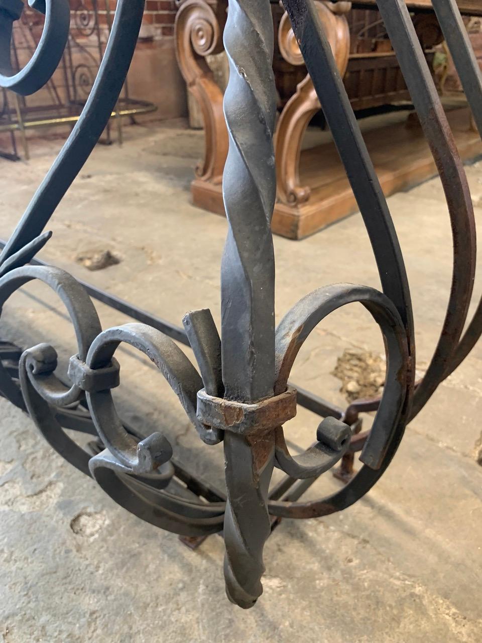 Hand-Crafted Antique French Iron & Marble Console Table