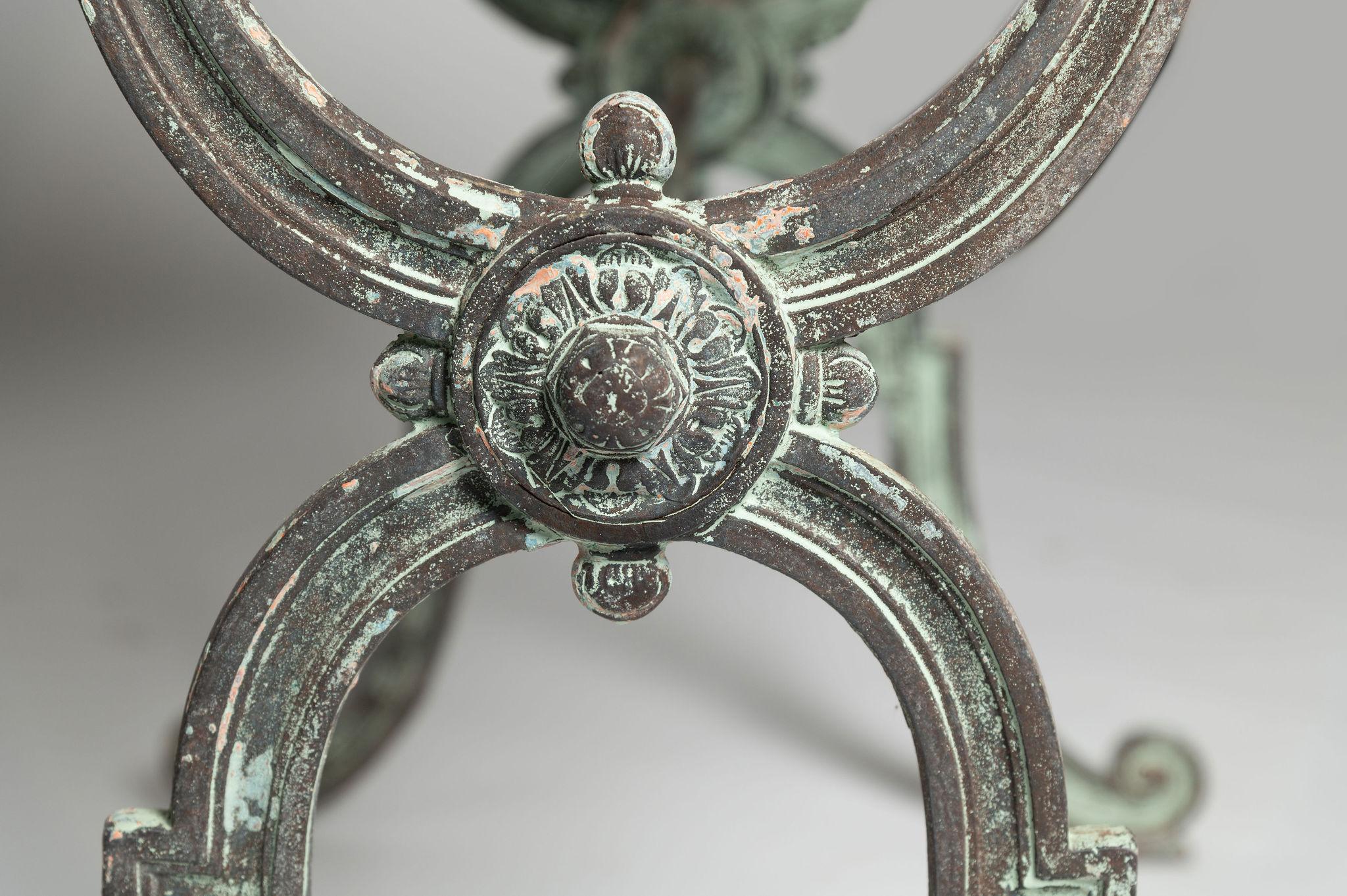 Antique French iron & marble table, console, garden table In Good Condition For Sale In Maidstone, GB