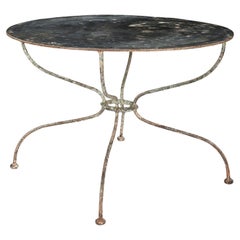 Mesa de jardín redonda de hierro Antique French