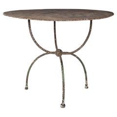 Mesa de jardín redonda de hierro Antique French