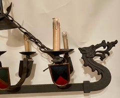 Antique French Iron Viking Ship Chandelier