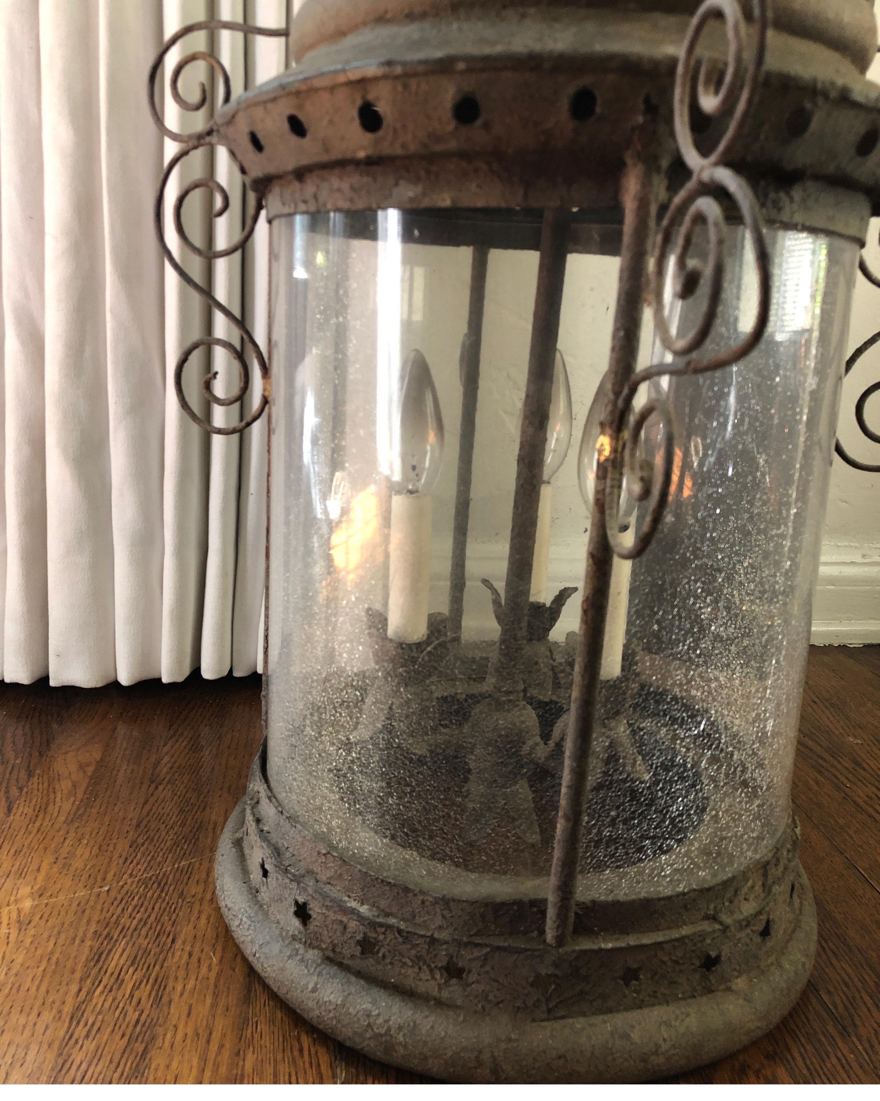Antique French Iron Wall Lantern For Sale 5