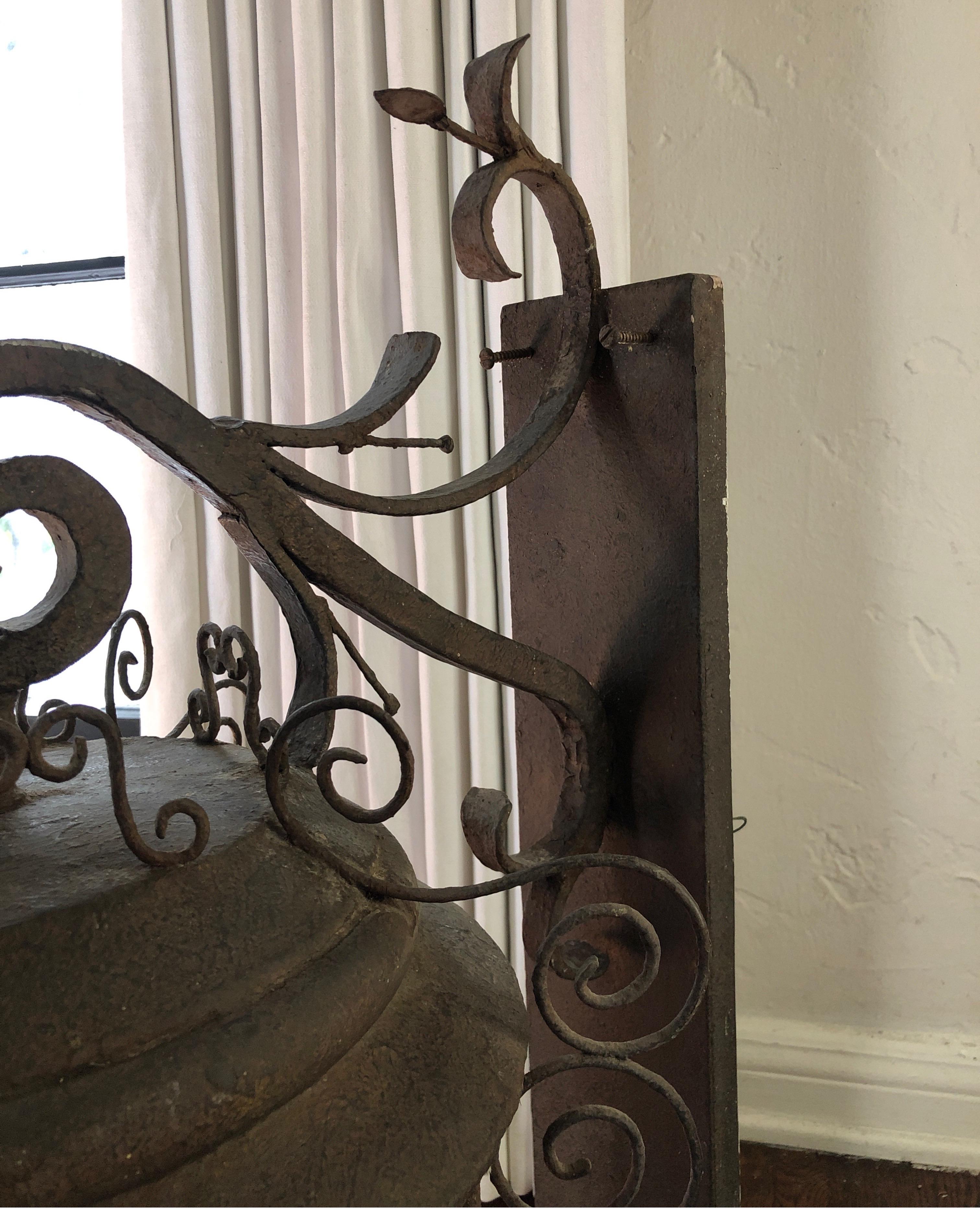 Antique French Iron Wall Lantern For Sale 7