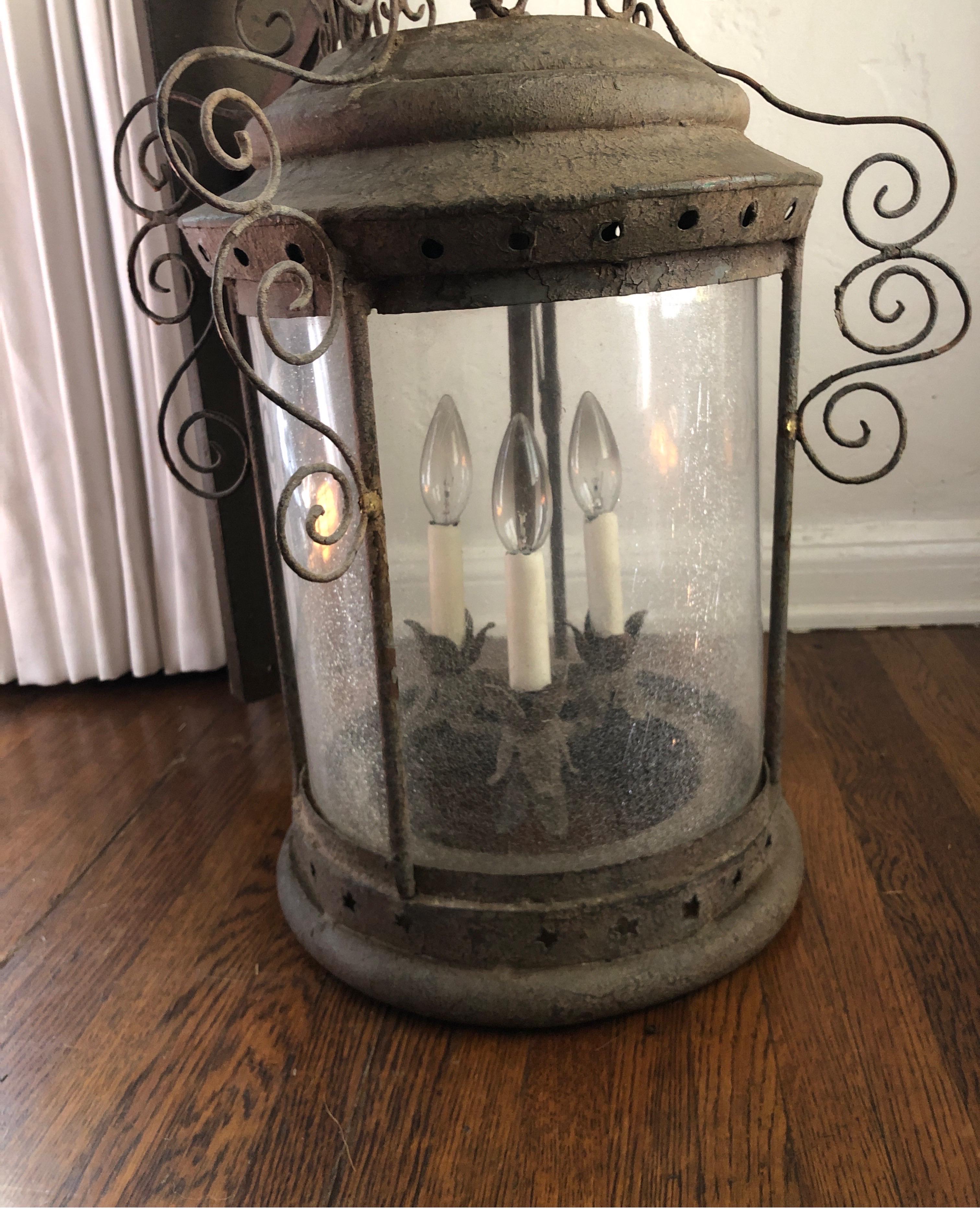 Antique French Iron Wall Lantern For Sale 1