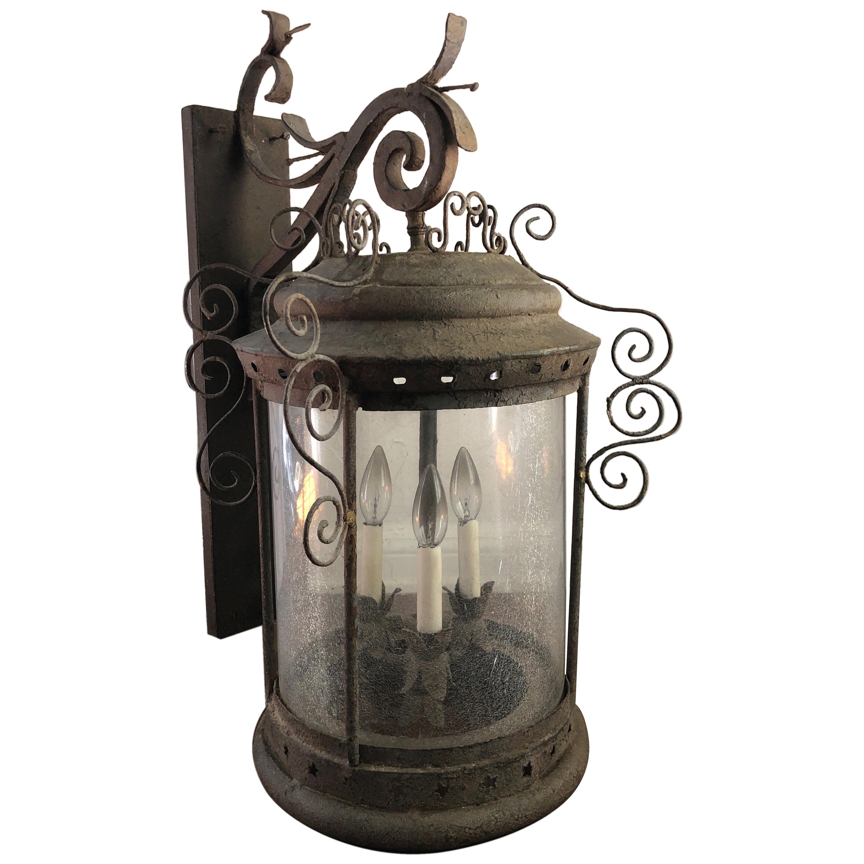 Antique French Iron Wall Lantern