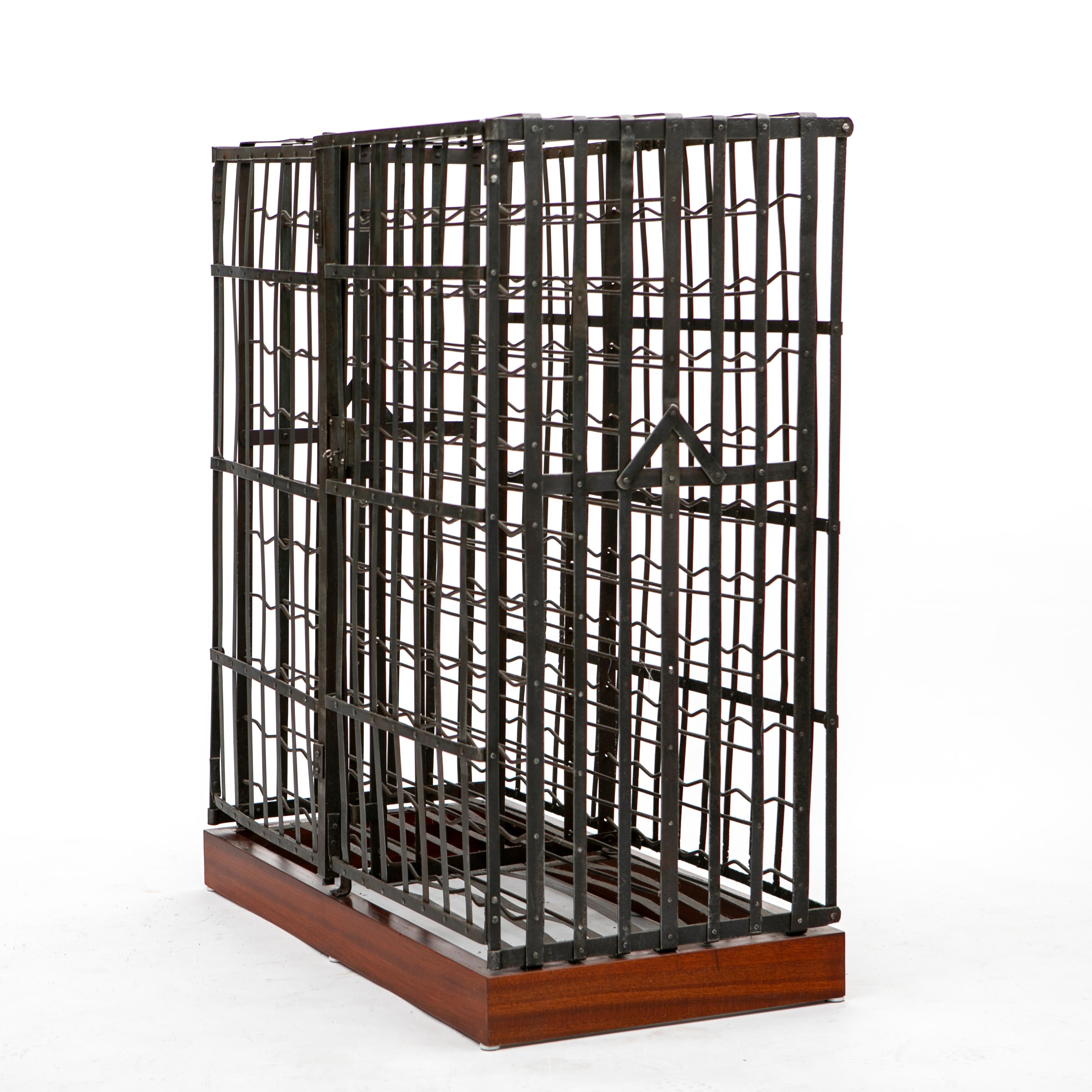 Other Antique French Iron Wine Cellar Rack Cage For Sale