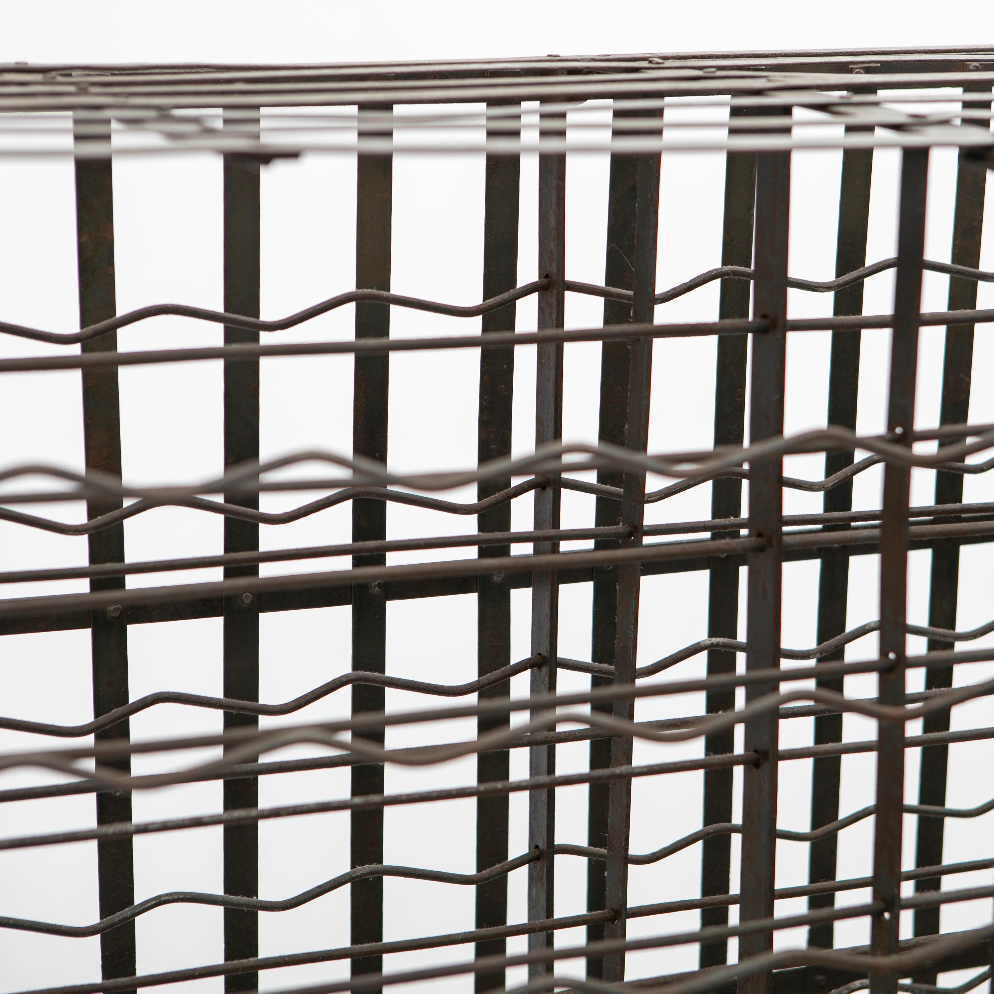20th Century Antique French Iron Wine Cellar Rack Cage