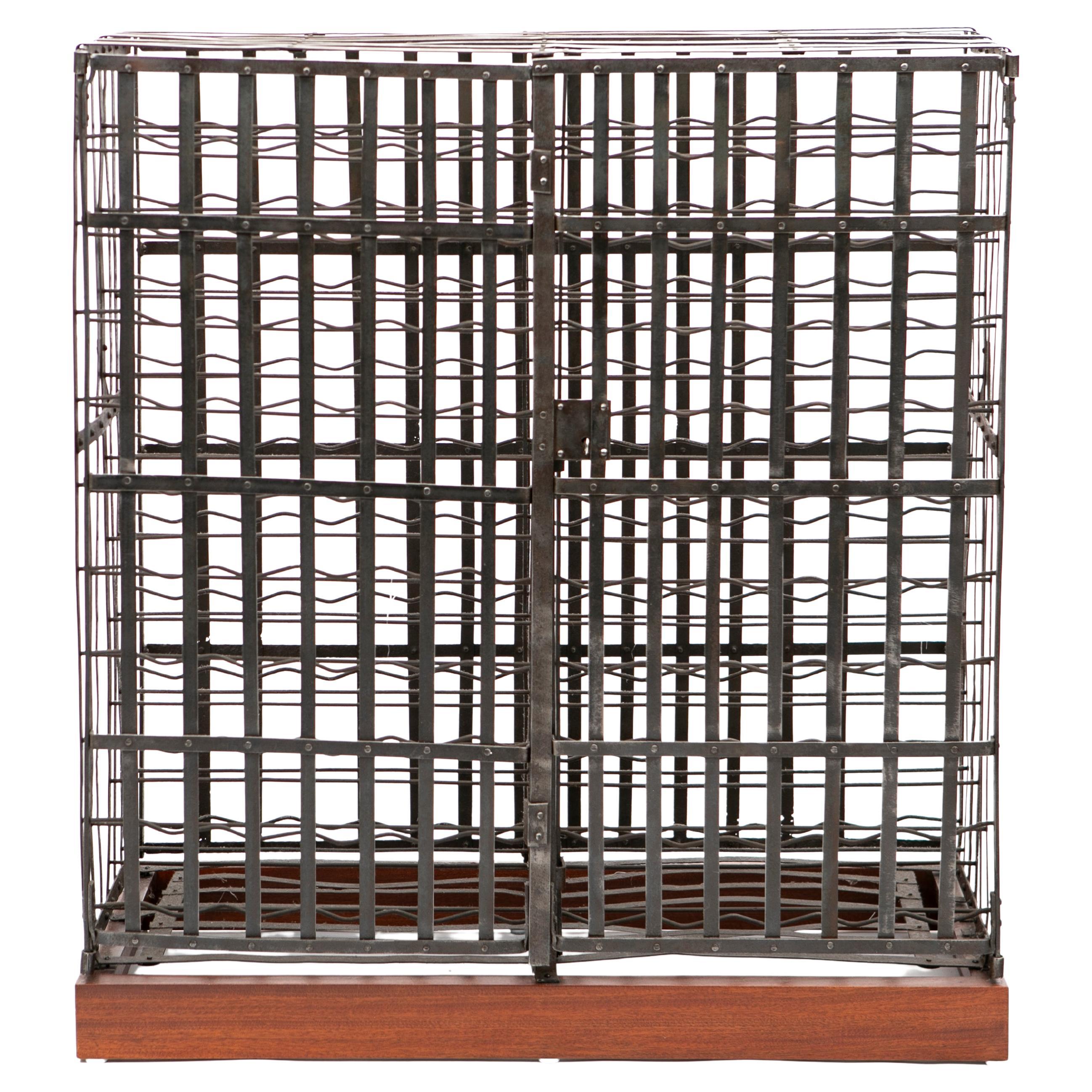 Antique French Iron Wine Cellar Rack Cage