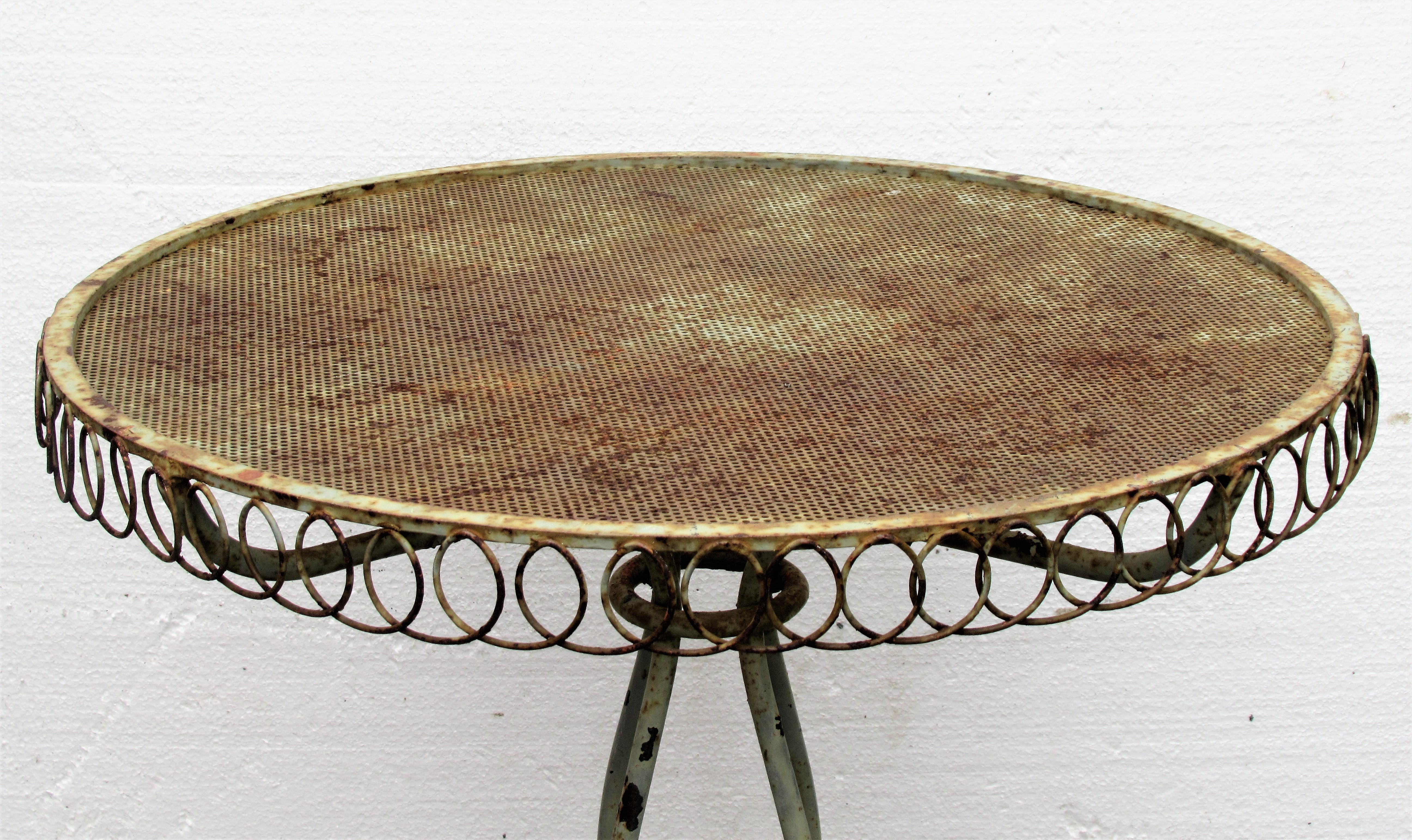 Painted Antique French Iron Wire Garden Table