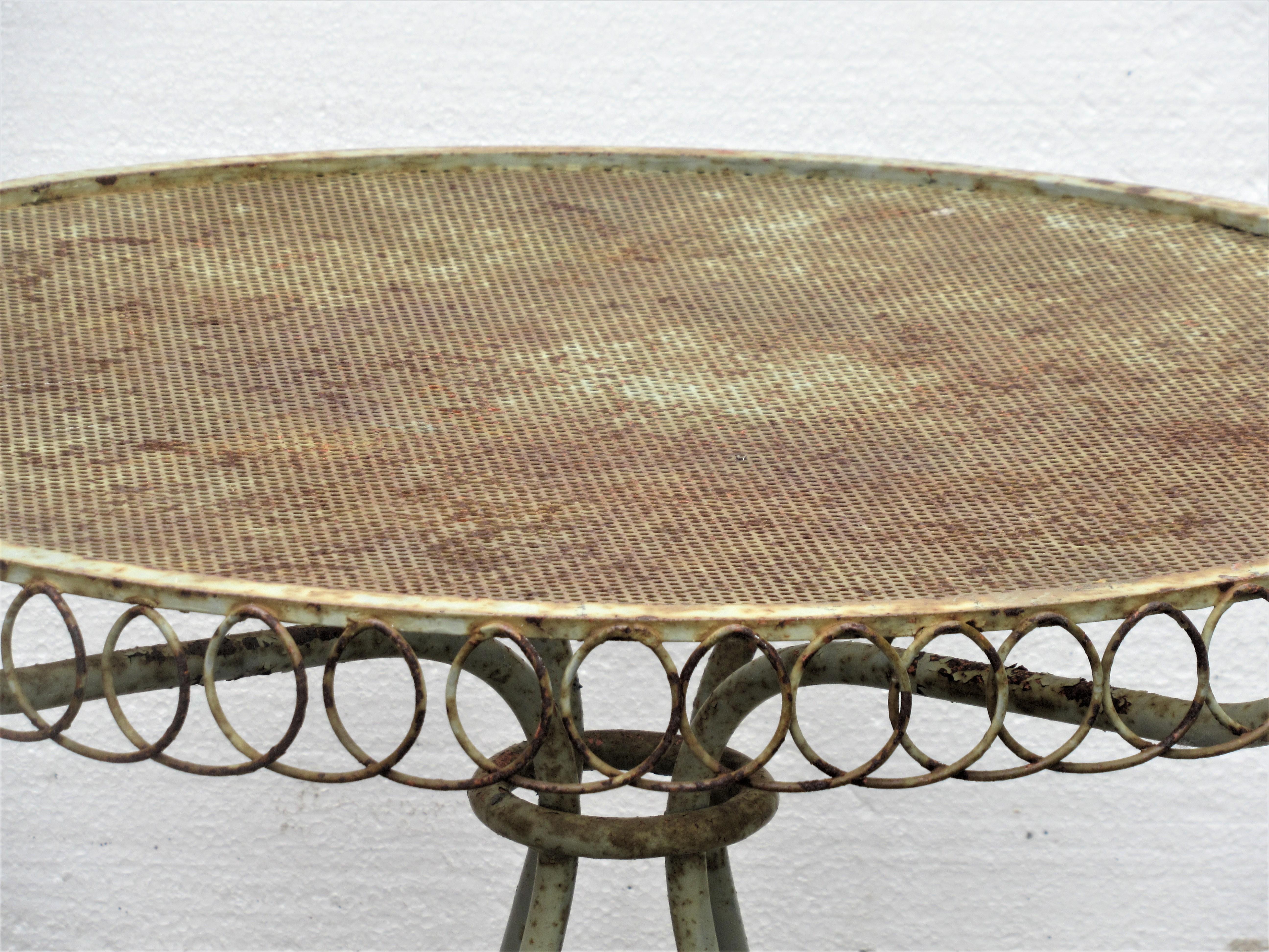 Peint Table de jardin française ancienne en fil de fer