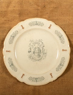 Antique French Ironstone Plate – “L’Ami du Chasseur”, Château de Courtry