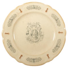 Antique French Ironstone Plate – “L’Ami du Chasseur”, Château de Courtry