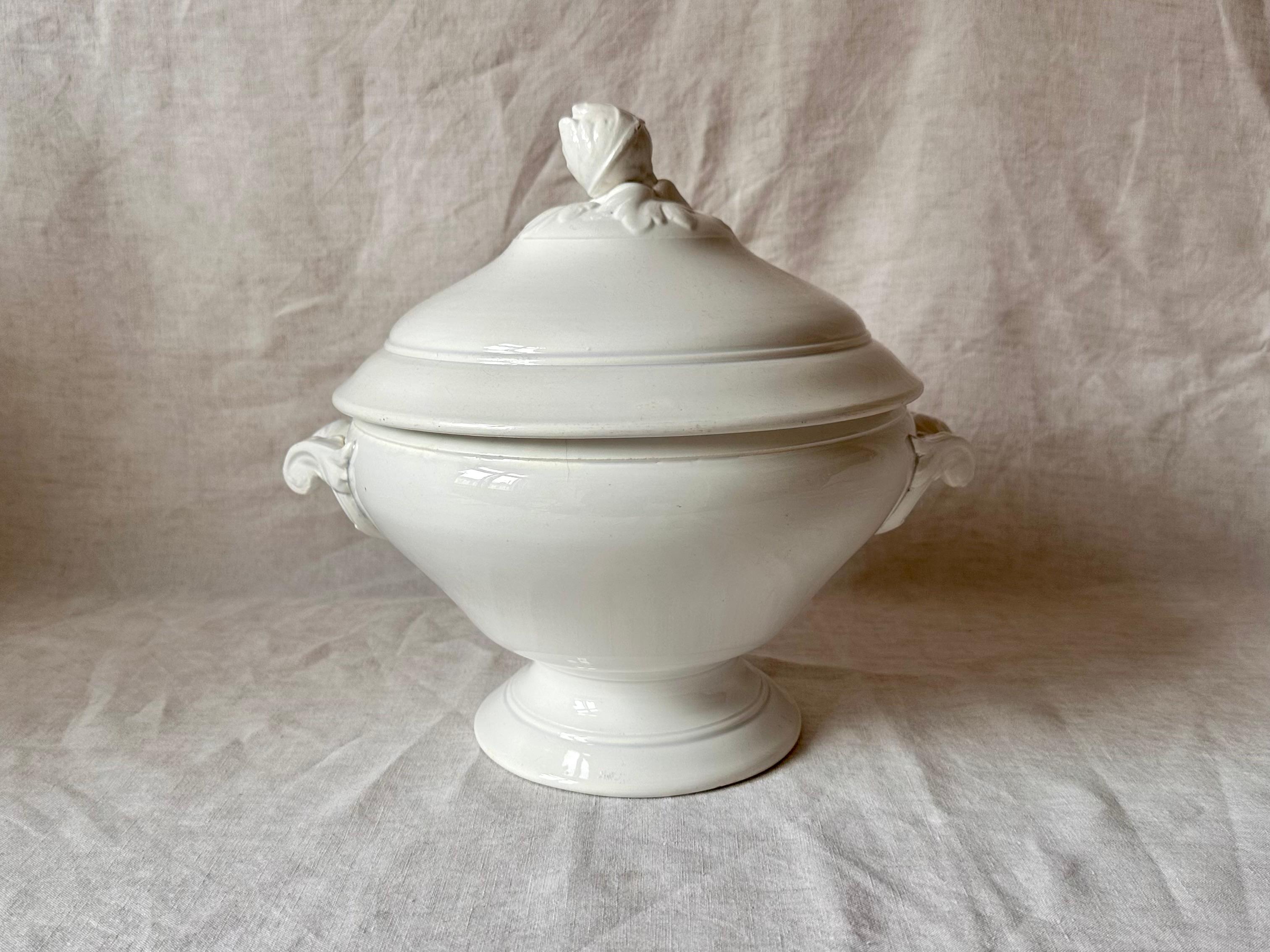 Antique French Sarreguemines & Sarreguemines Große Suppenterrine aus Eisenstein, Ende 19. im Angebot 5