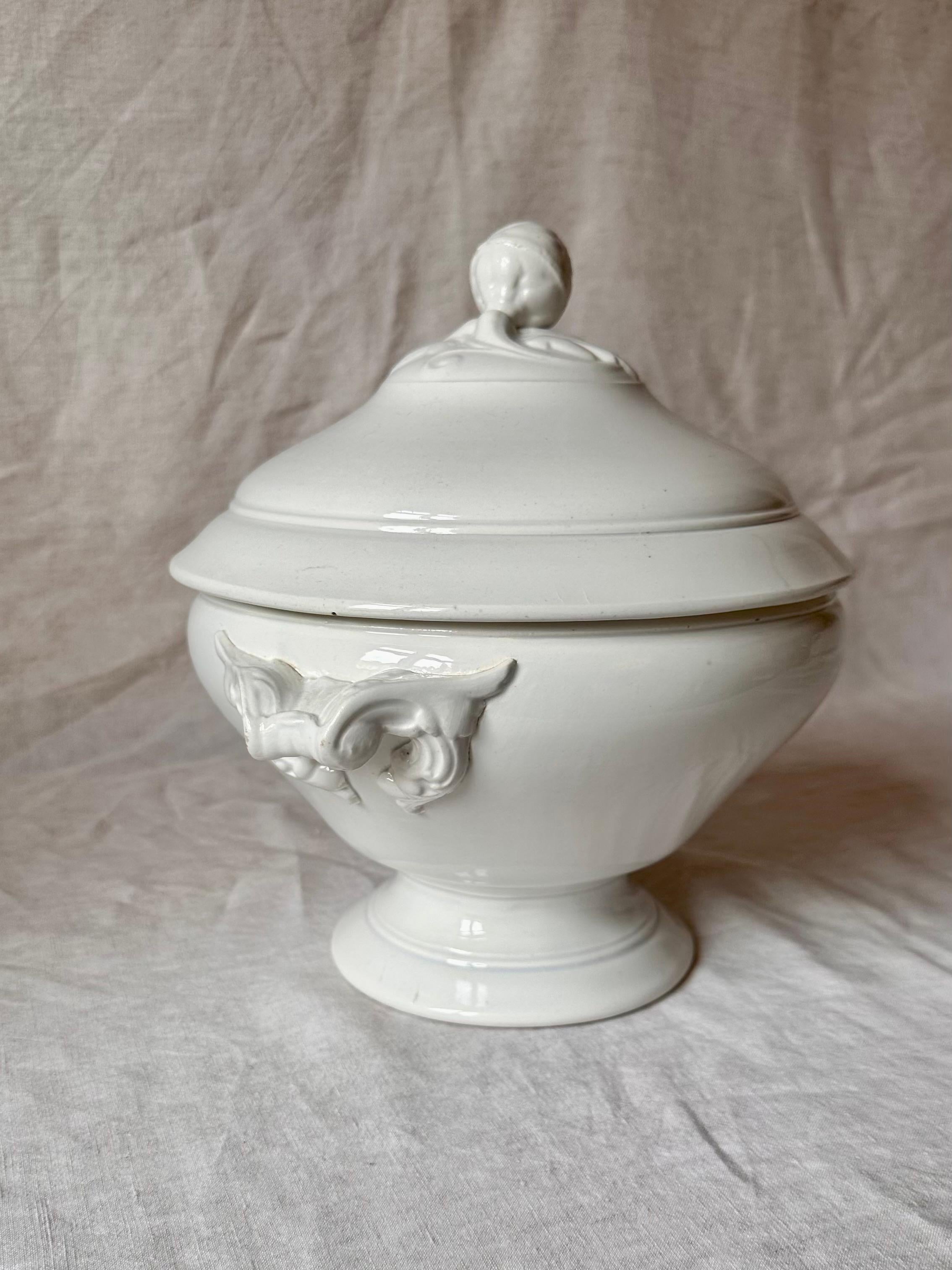 Antique French Sarreguemines & Sarreguemines Große Suppenterrine aus Eisenstein, Ende 19. im Angebot 7