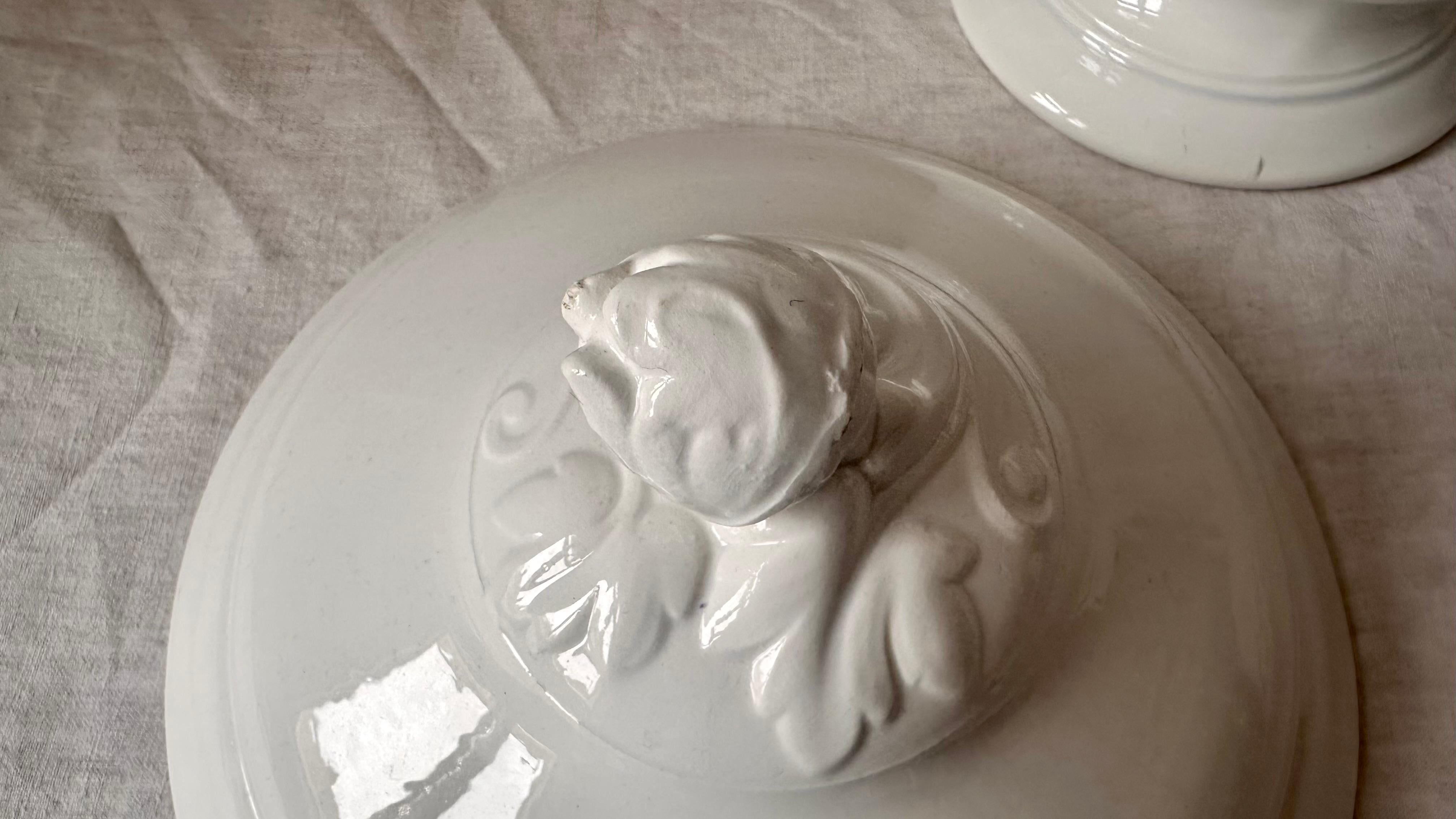 Antique French Sarreguemines & Sarreguemines Große Suppenterrine aus Eisenstein, Ende 19. im Angebot 8