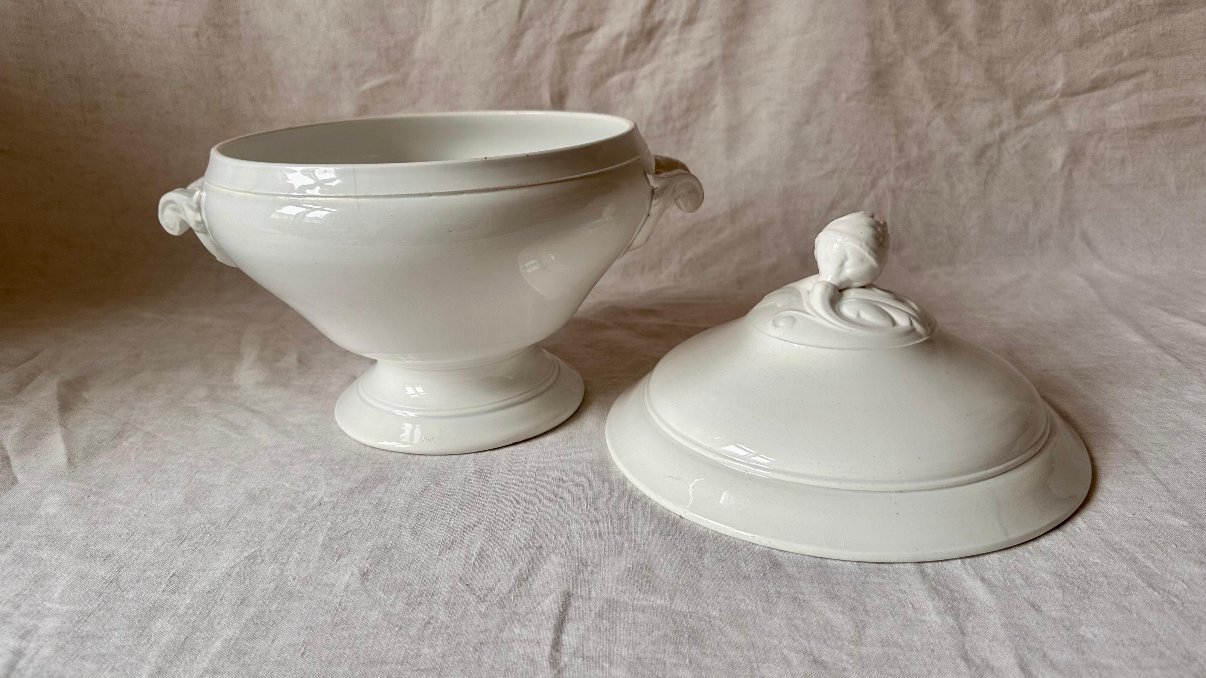 Antique French Sarreguemines & Sarreguemines Große Suppenterrine aus Eisenstein, Ende 19. im Angebot 9