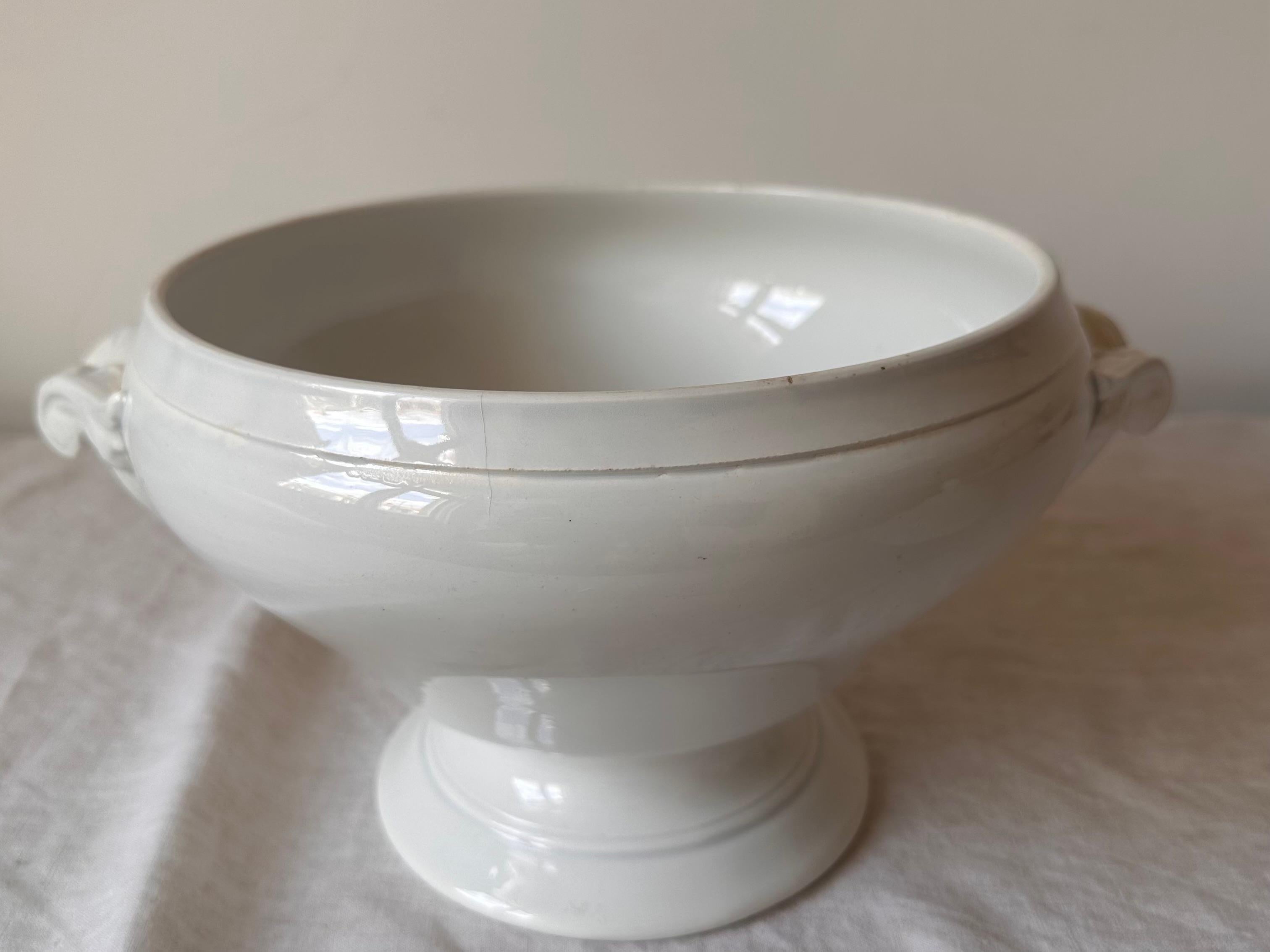 Antique French Sarreguemines & Sarreguemines Große Suppenterrine aus Eisenstein, Ende 19. im Angebot 1