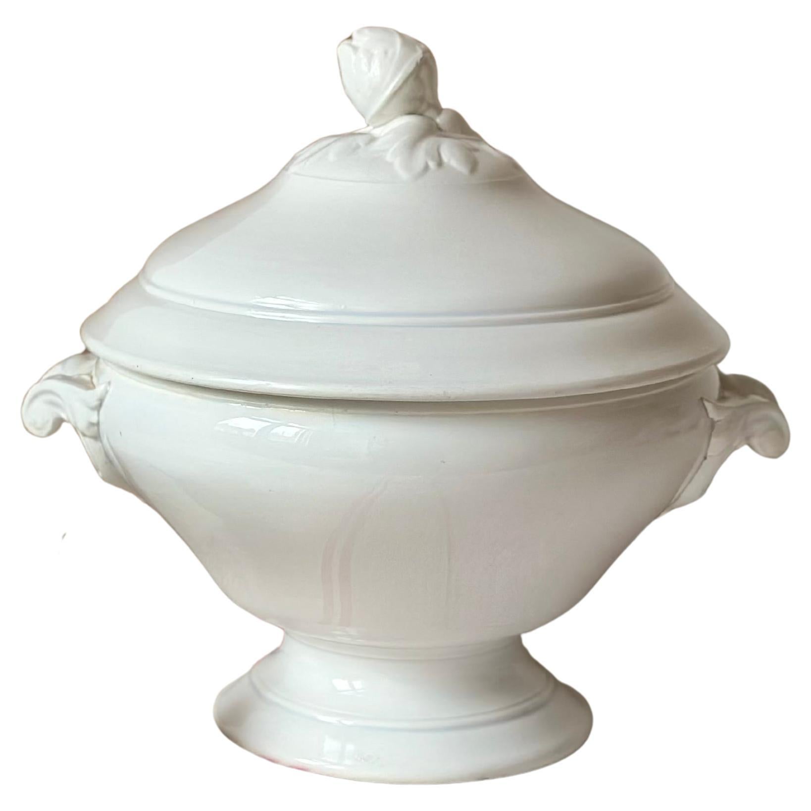 Antique French Ironstone Sarreguemines 
Digoin Large Soup Tureen, late 19th c