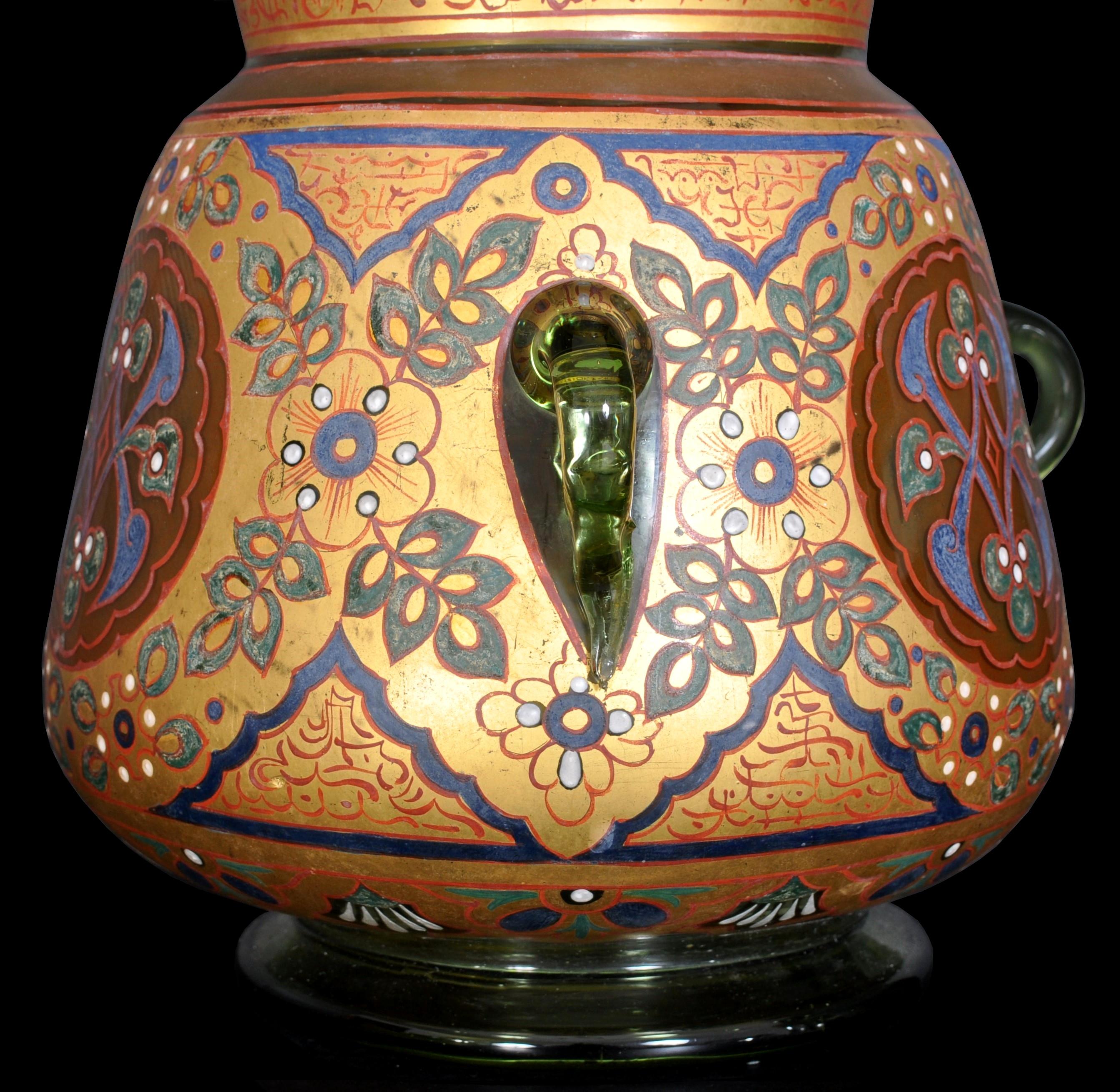 Antique French Islamic Glass Enamel Gilt Mamluk Revival Mosque Lamp Brocard 1880 4