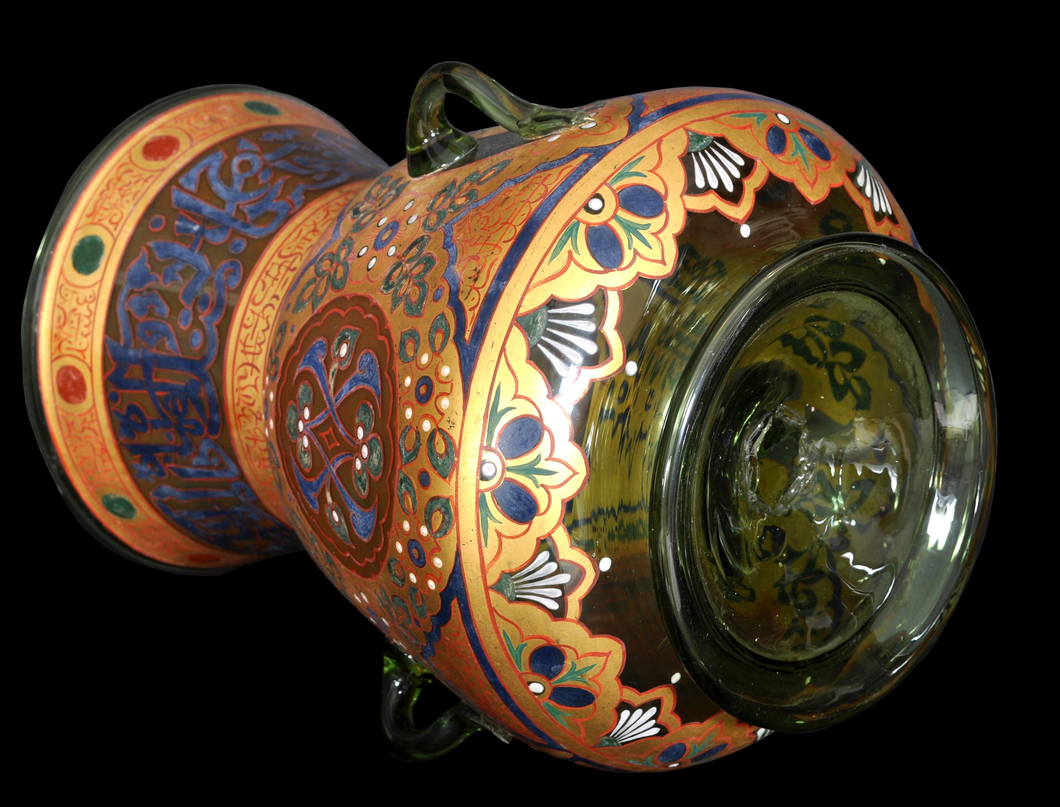 Antique French Islamic Glass Enamel Gilt Mamluk Revival Mosque Lamp Brocard 1880 5