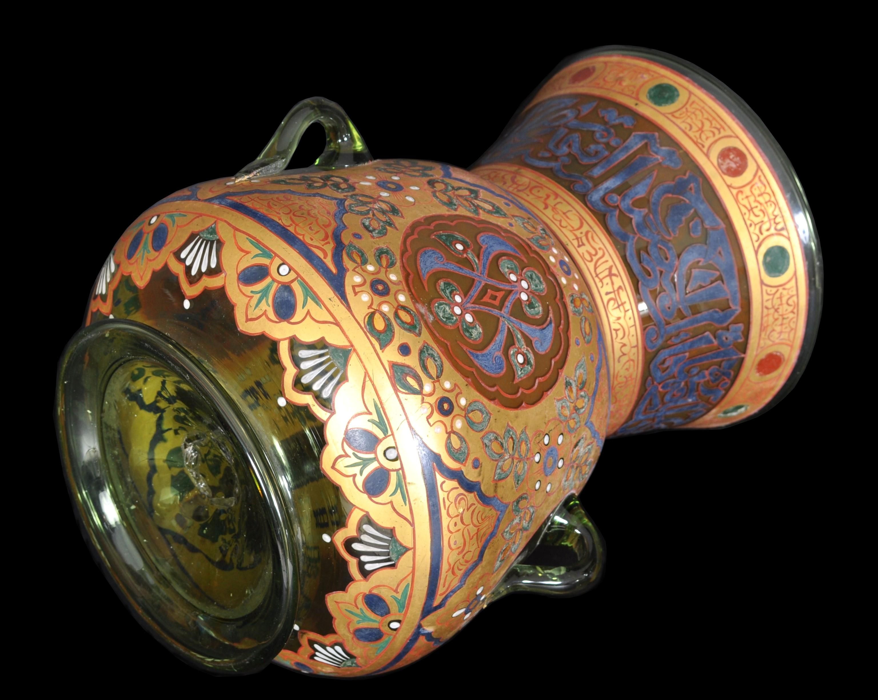 Antique French Islamic Glass Enamel Gilt Mamluk Revival Mosque Lamp Brocard 1880 6