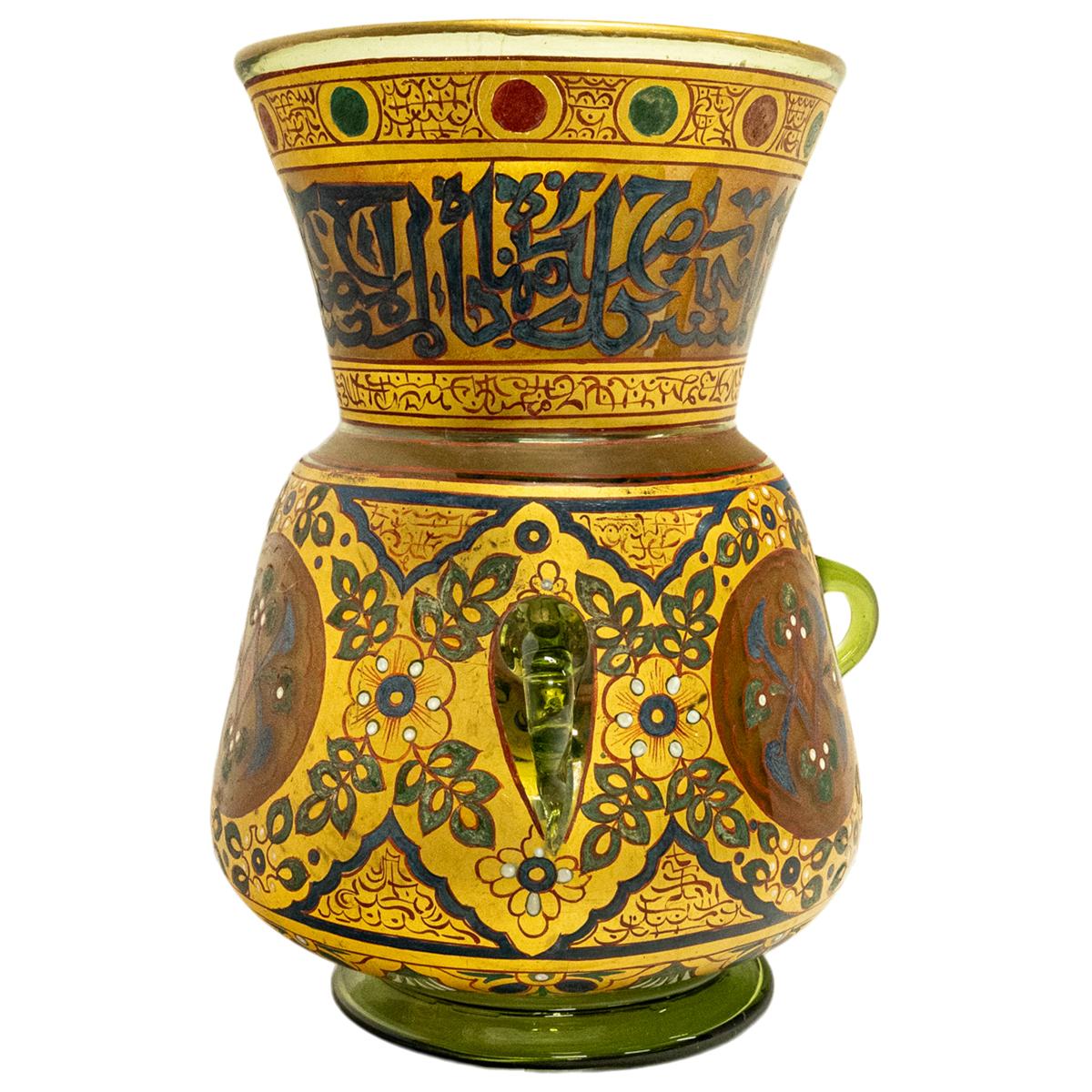 Antique French Islamic Glass Enamel Gilt Mamluk Revival Mosque Lamp Brocard 1880 For Sale 5