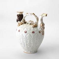 Antique French Jacob Petit Limoges Figural Porcelain Teapot Signed c1880