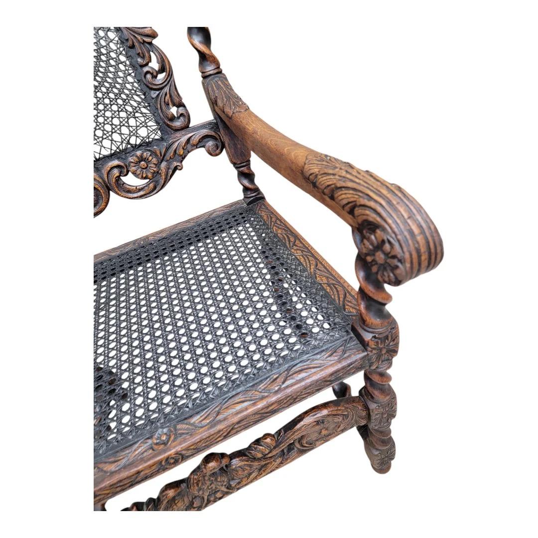 Antique French Jacobean/Renaissance Revival Carved Figural Throne Chairs, Pair For Sale 4