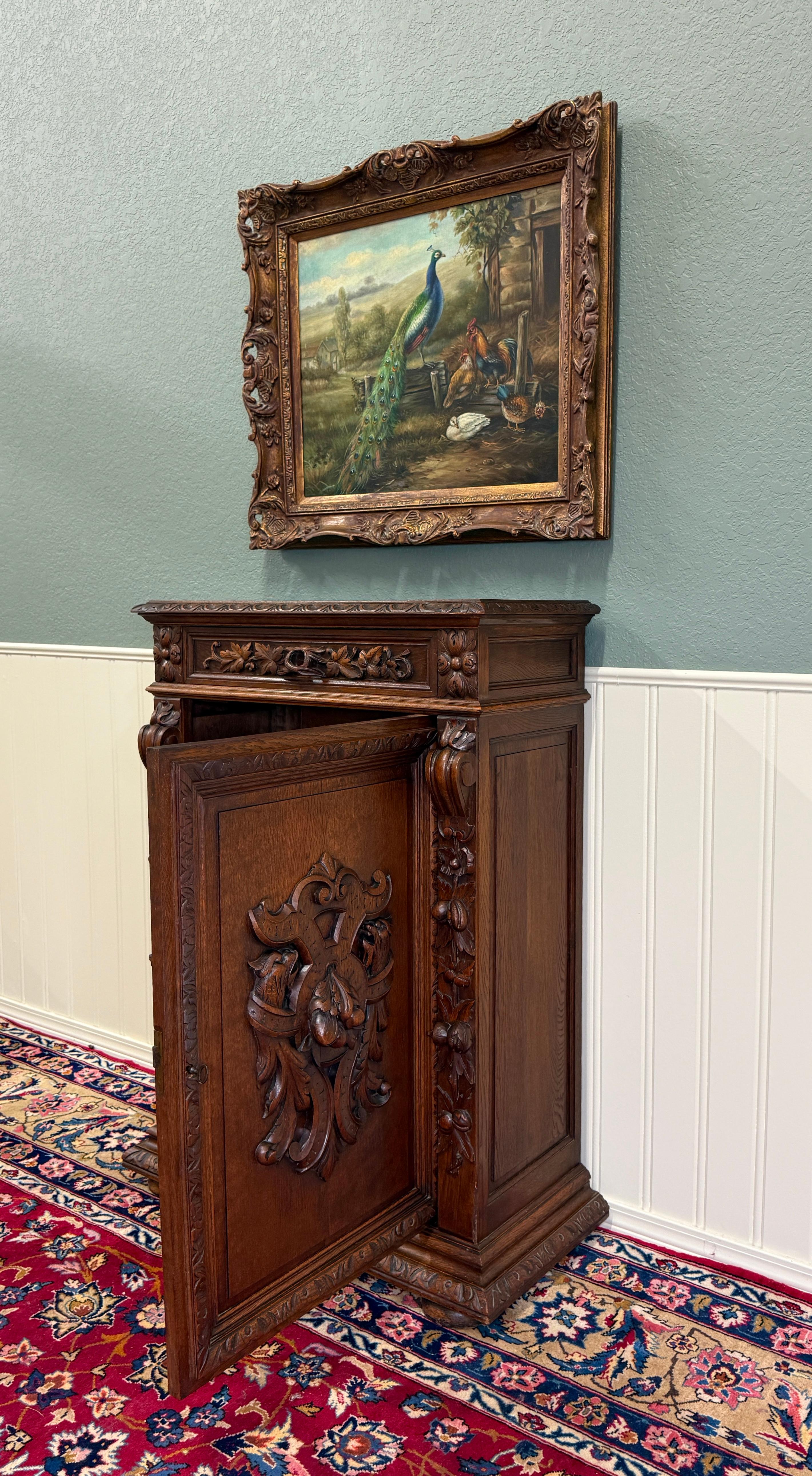 Antique French Jam Cabinet Cupboard Bookcase Storage Drawer Carved Oak 19th C For Sale 10