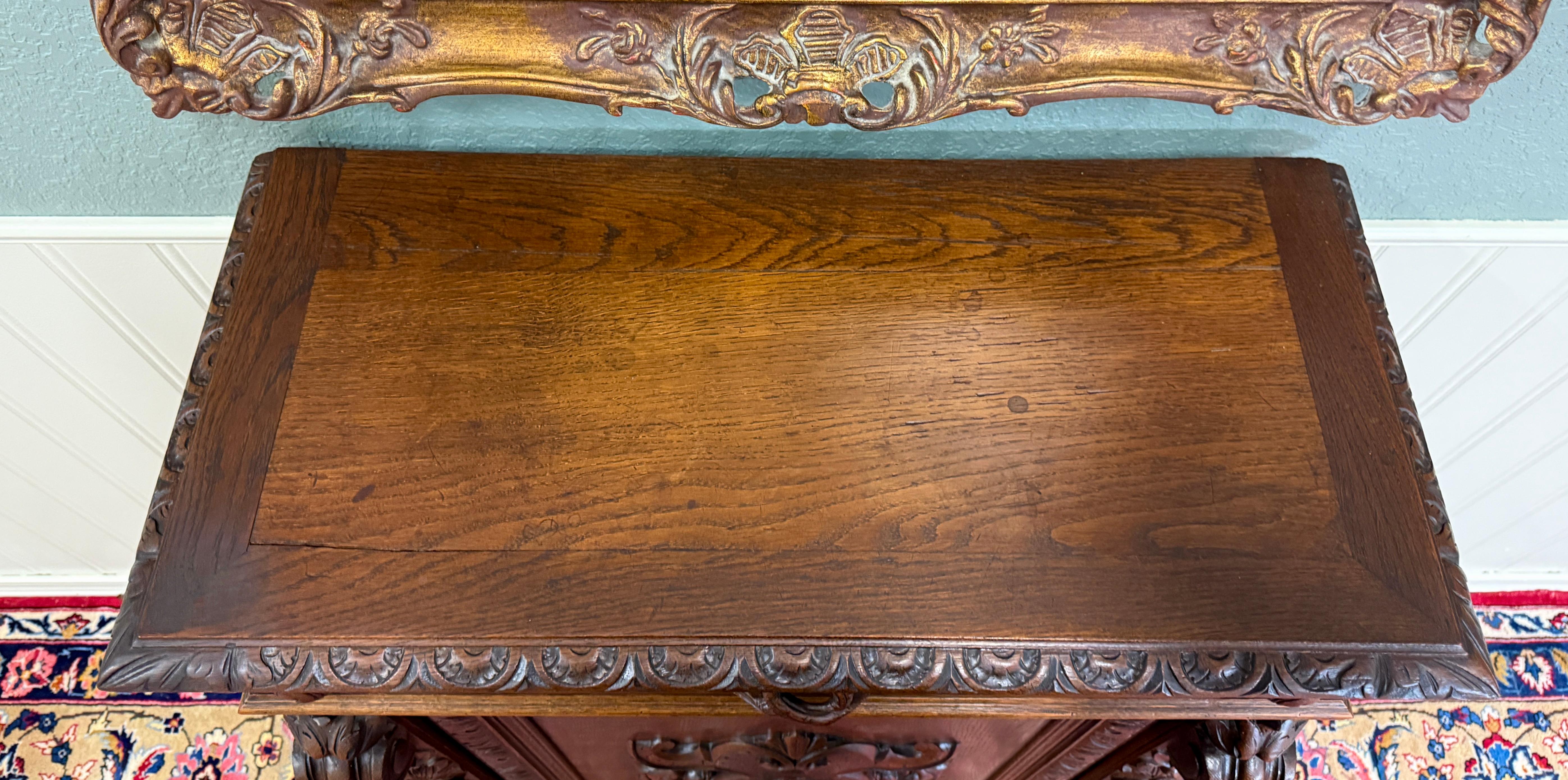 Antique French Jam Cabinet Cupboard Bookcase Storage Drawer Carved Oak 19th C For Sale 11