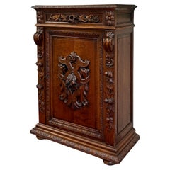 Antique French Jam Cabinet Cupboard Bookcase Storage Drawer Carved Oak 19th C