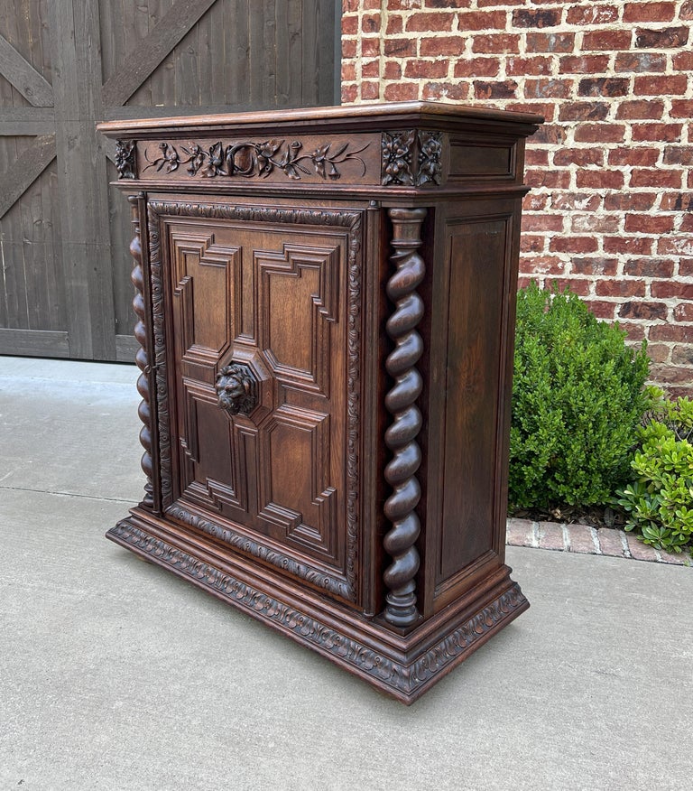 Antique French Jam Cupboard Oak Renaissance Revival Barley Twist Lion For Sale at 1stDibs